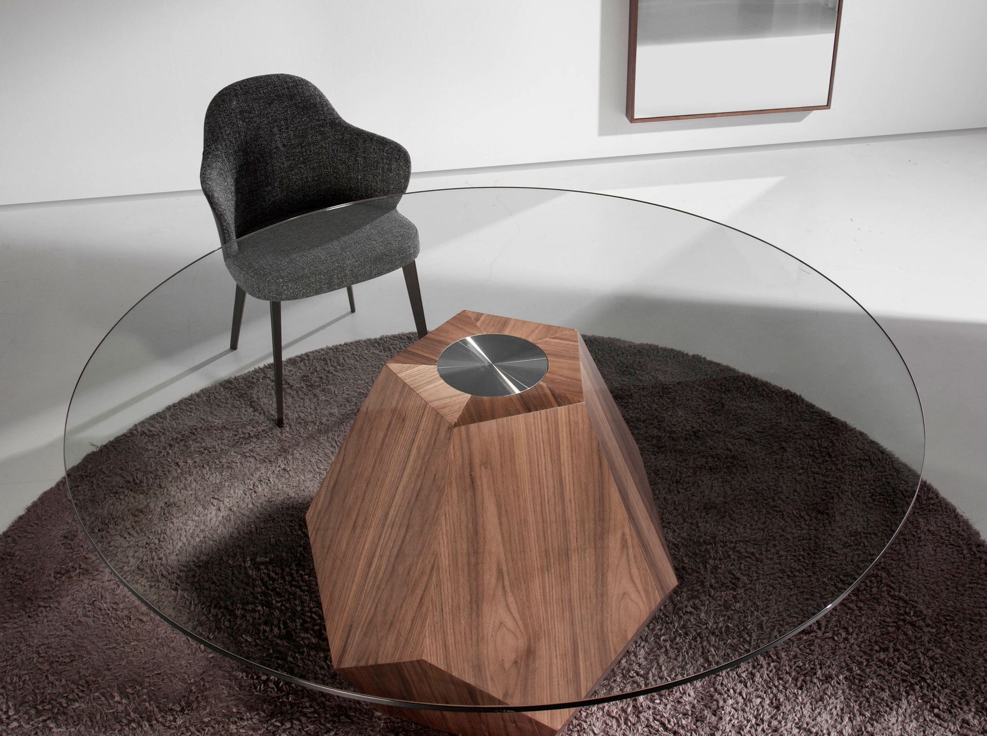 Dark grey fabric and leatherette chair