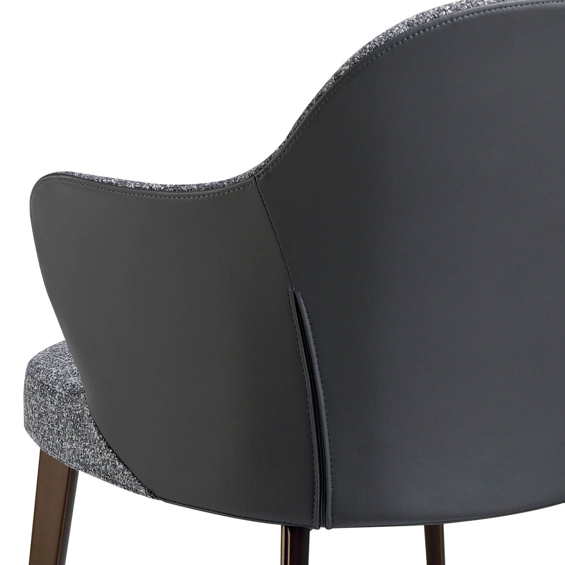Dark grey fabric and leatherette chair