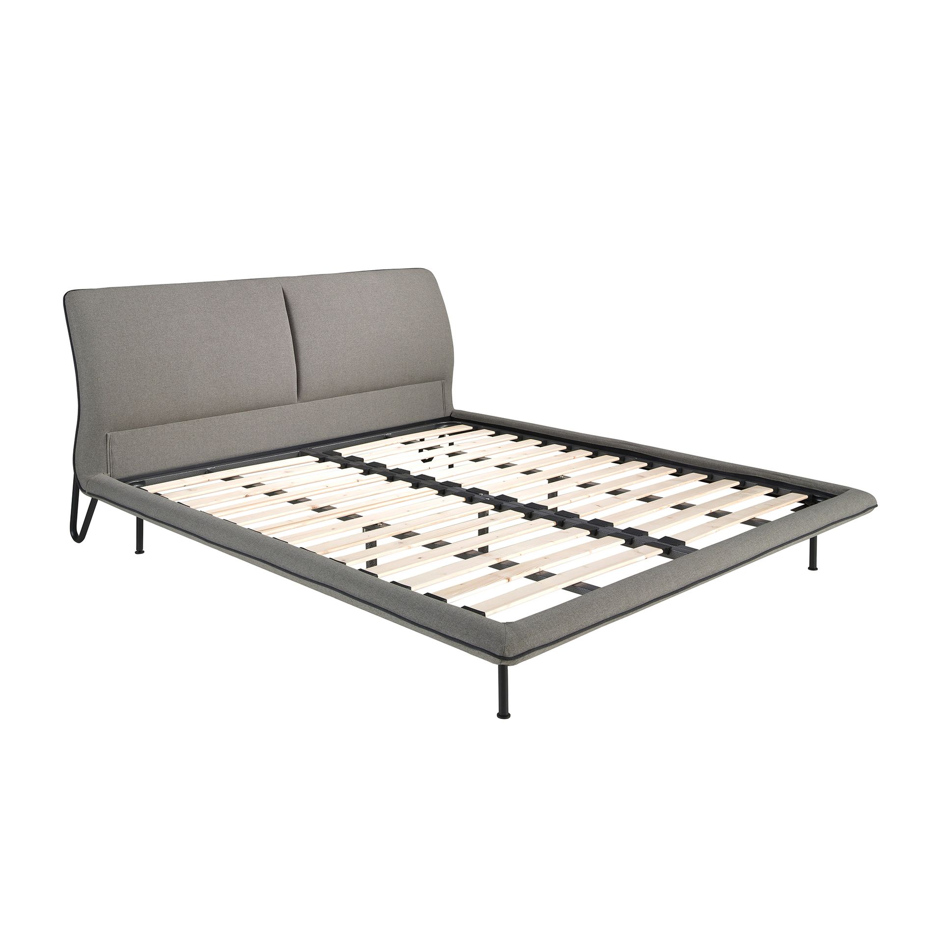 Dark grey fabric bed