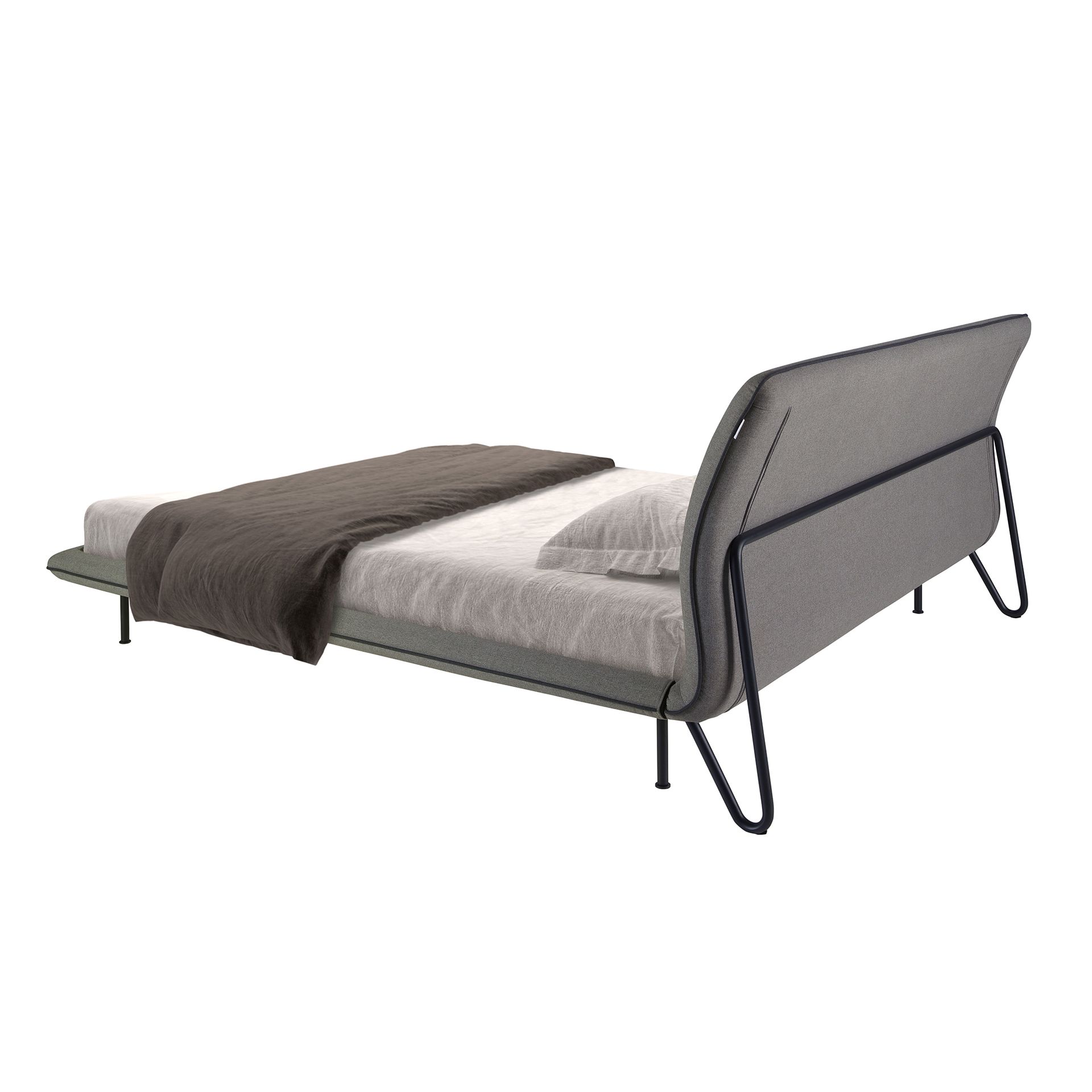 Dark grey fabric bed