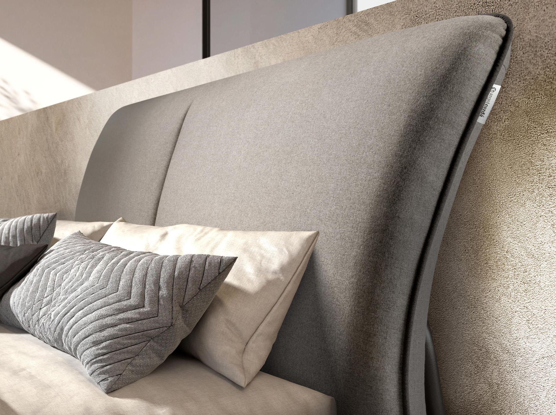 Dark grey fabric bed