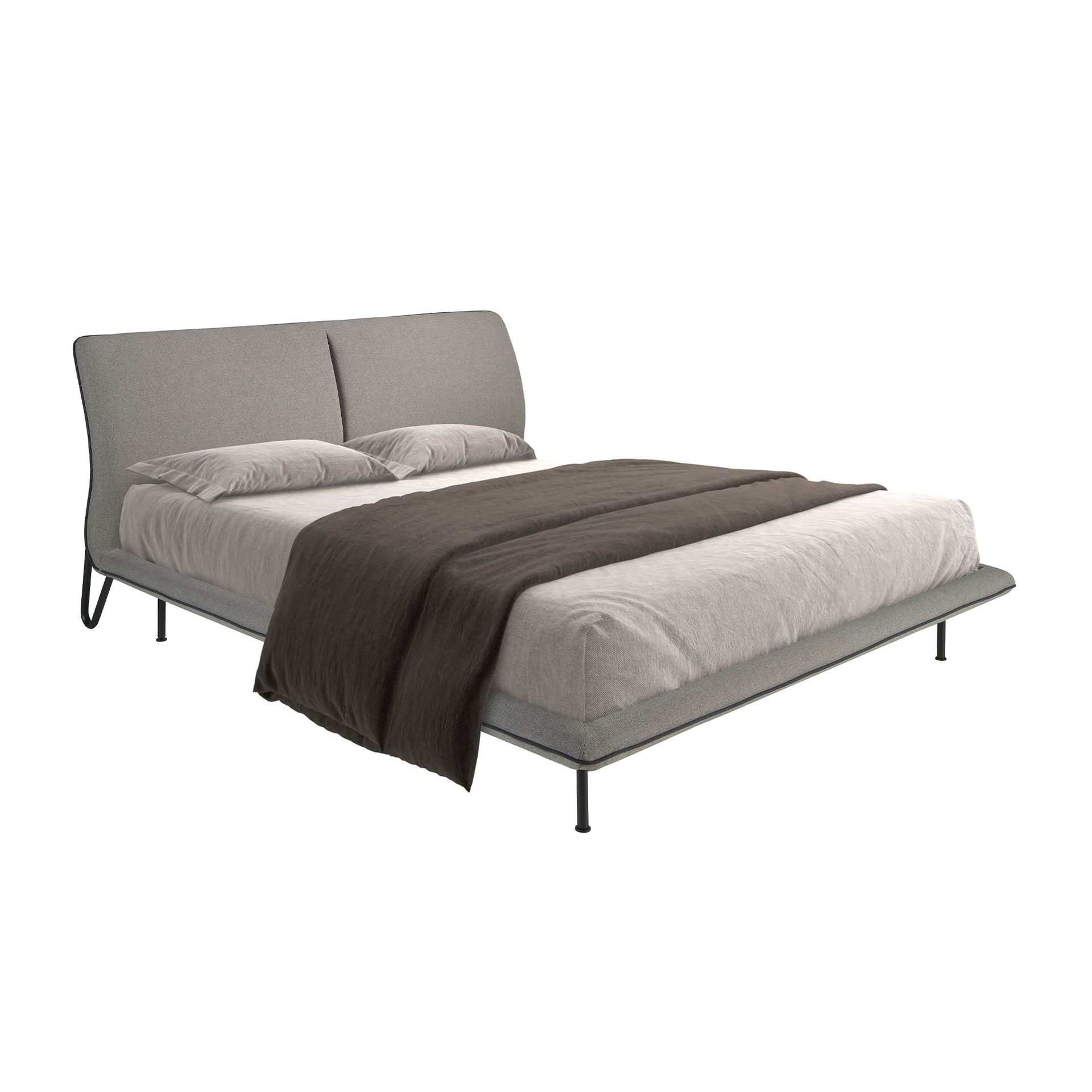 Dark grey fabric bed