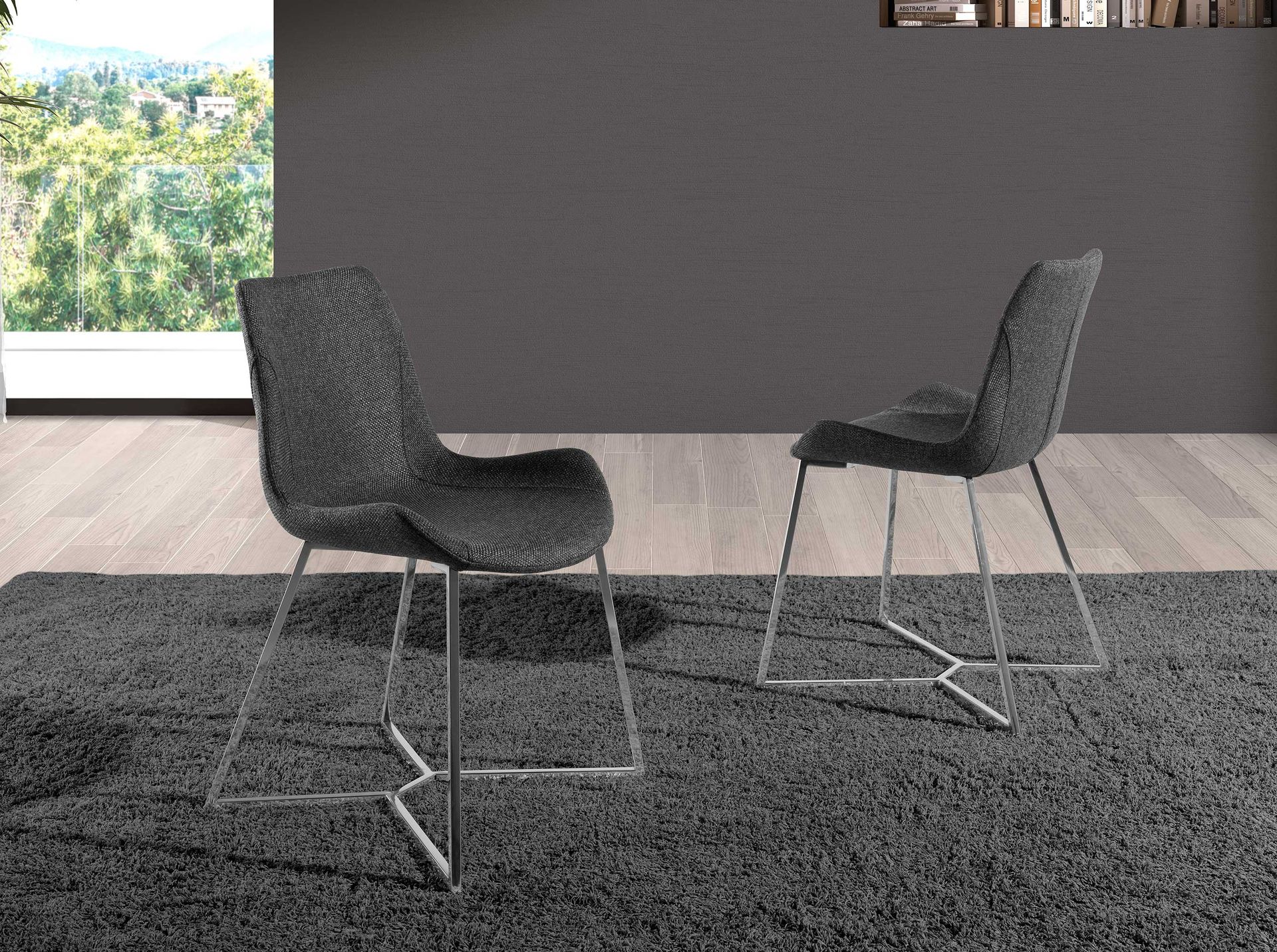Dark grey fabric chair