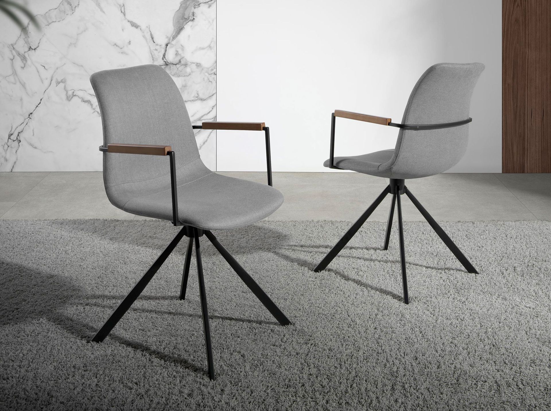 Dark grey fabric swivel chair