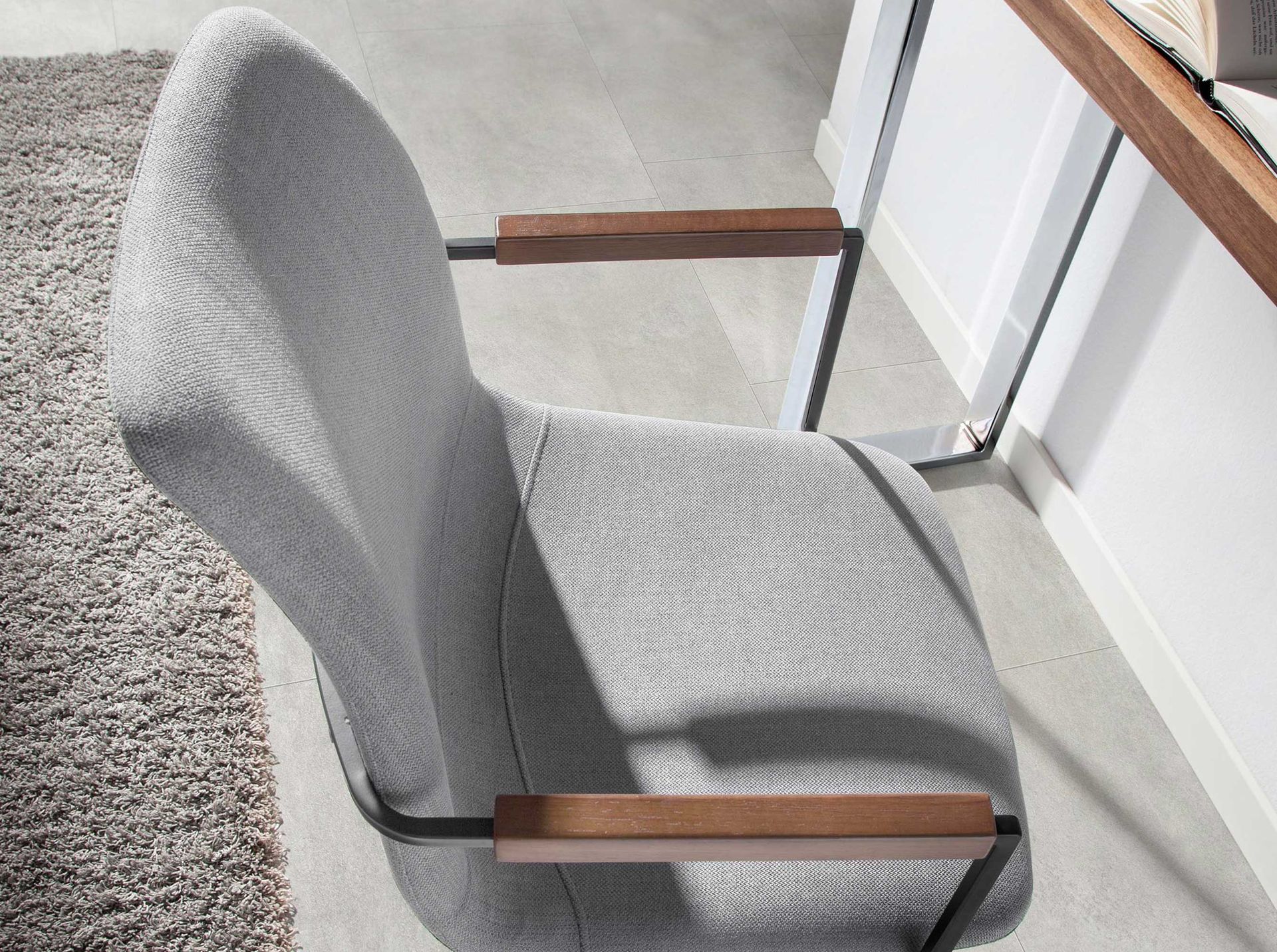 Dark grey fabric swivel chair