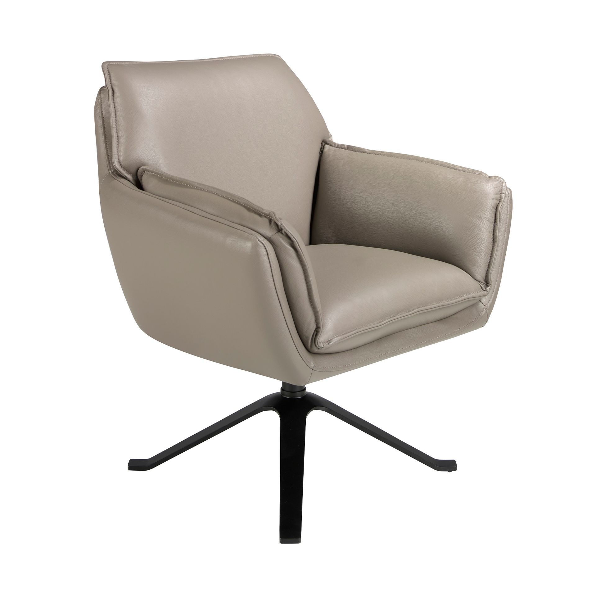 Dark grey leather swivel armchair