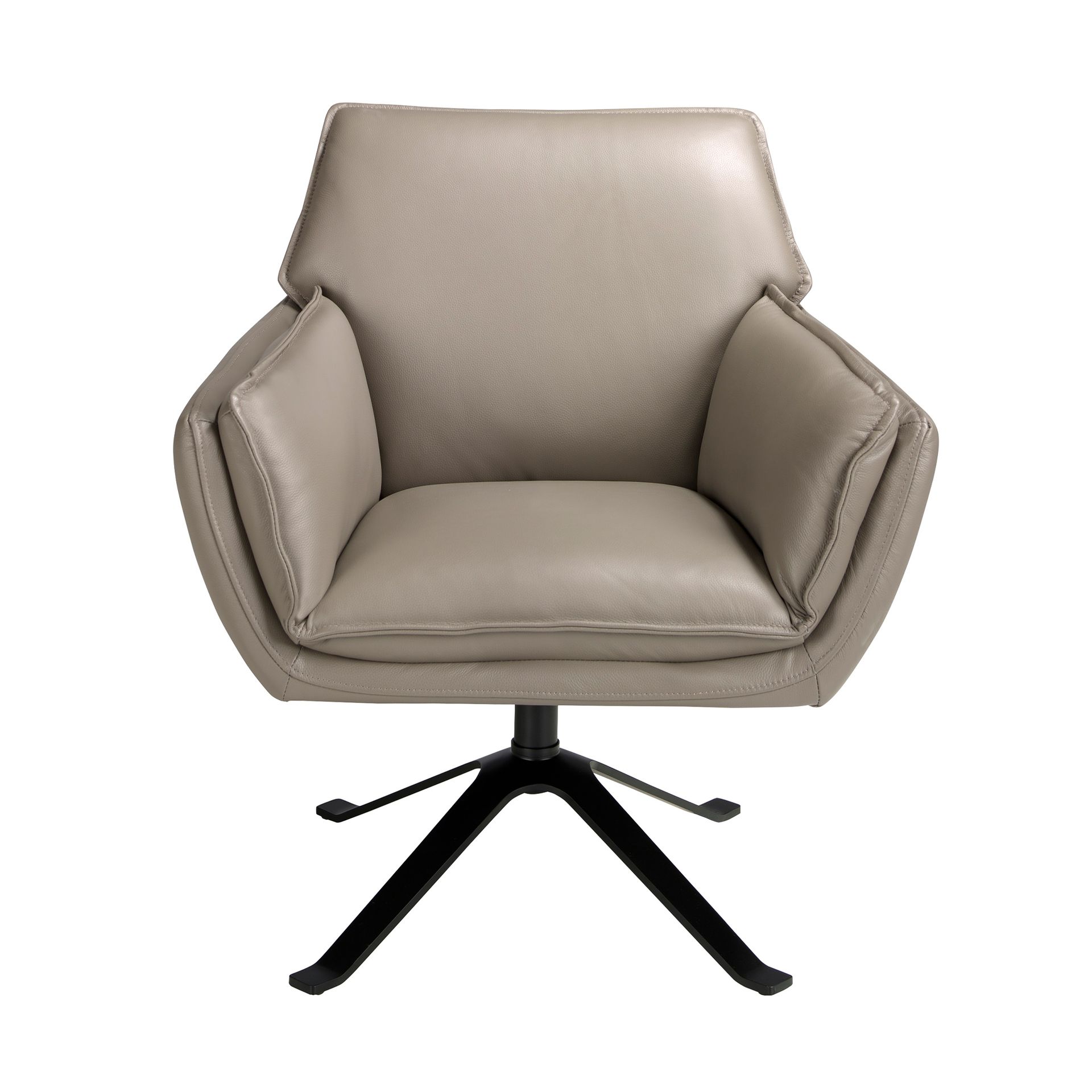 Dark grey leather swivel armchair
