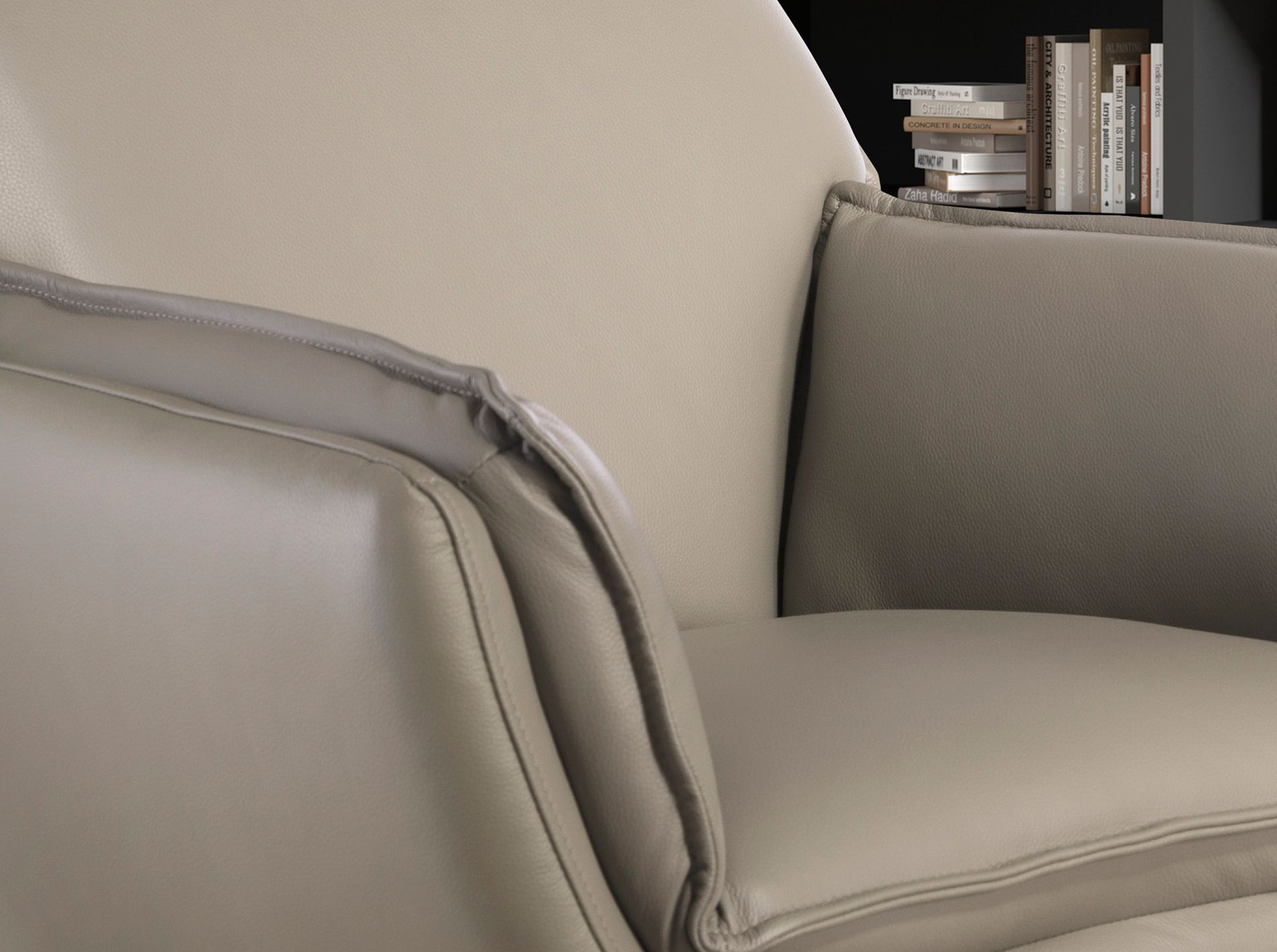 Dark grey leather swivel armchair