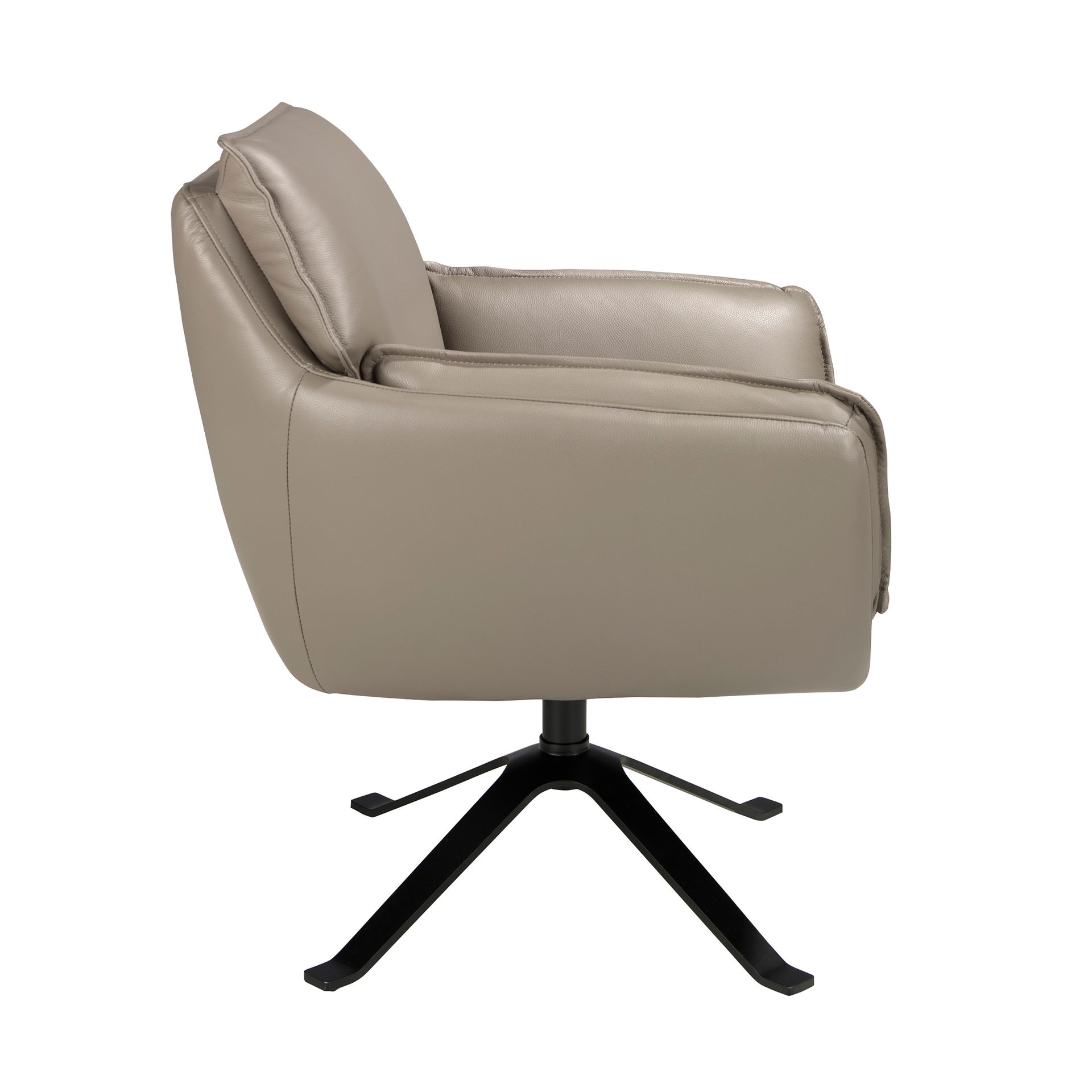 Dark grey leather swivel armchair