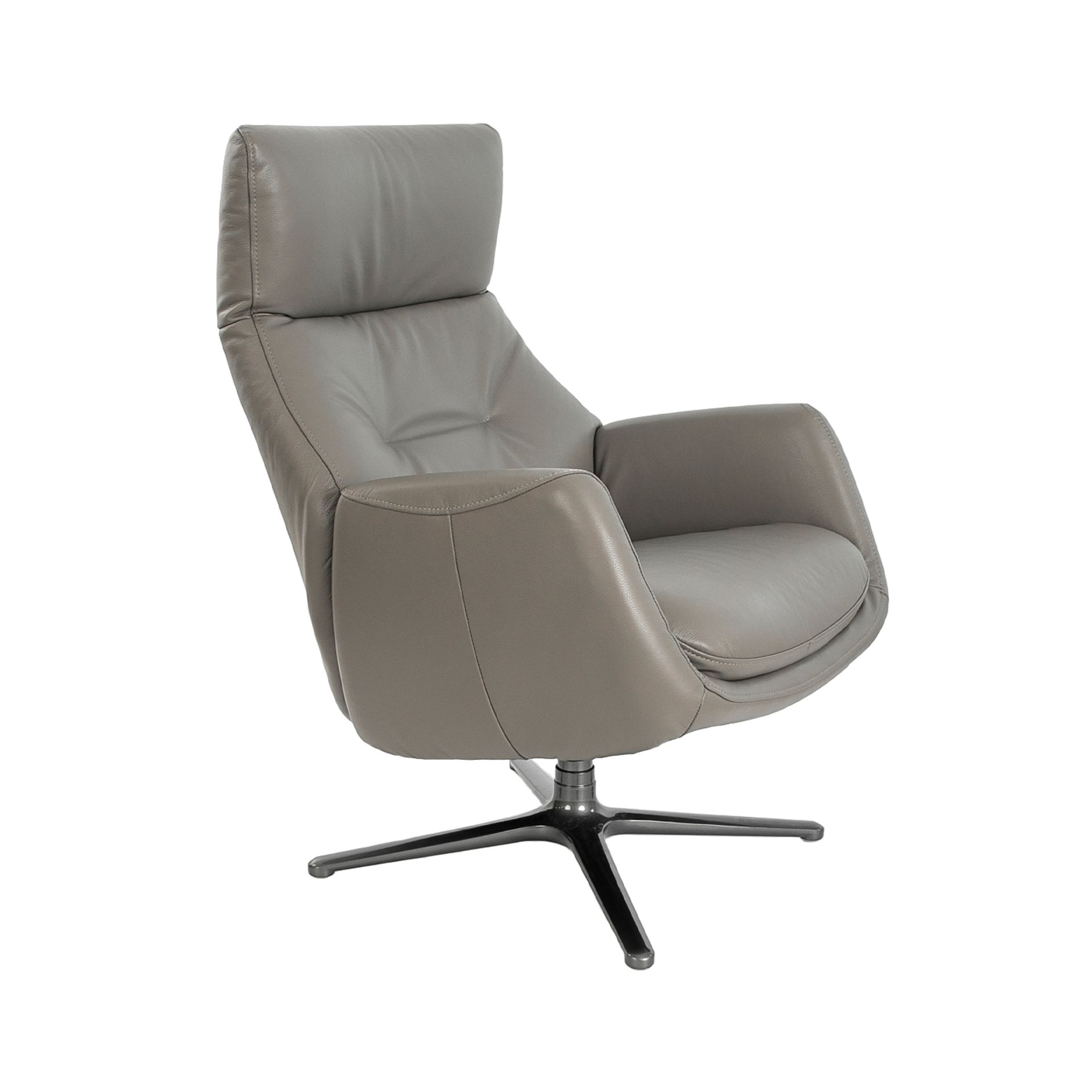 Dark grey leather swivel recliner