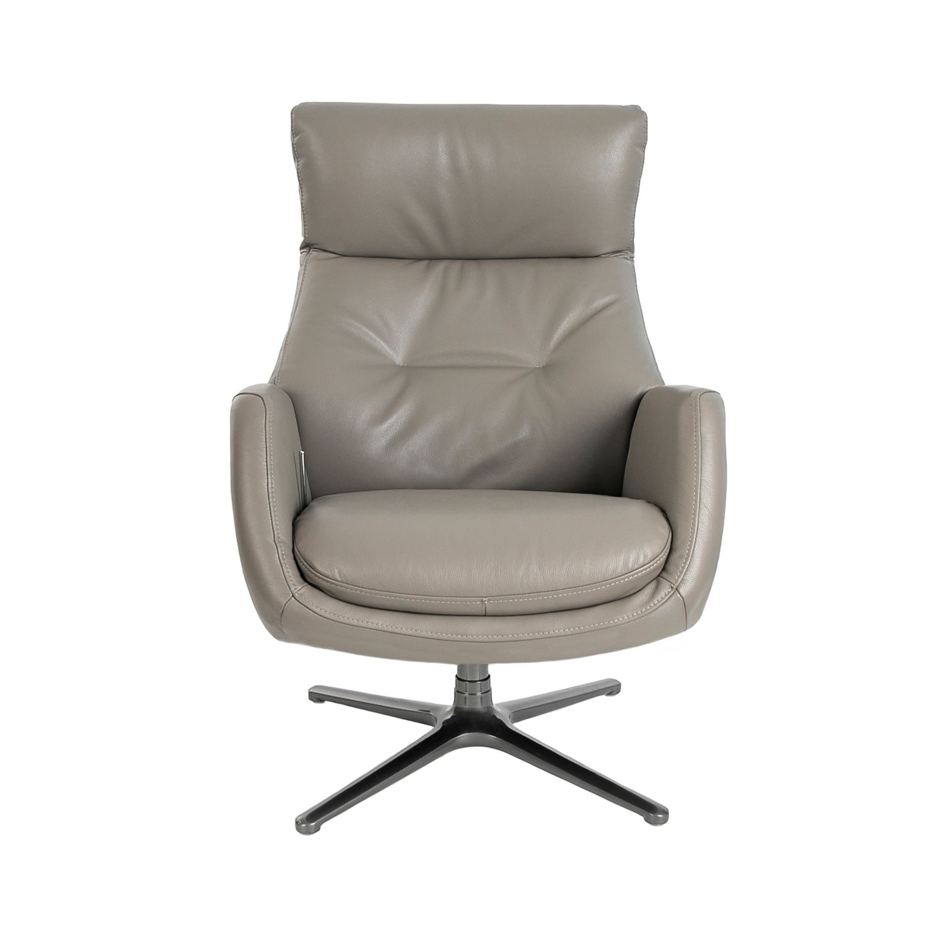 Dark grey leather swivel recliner