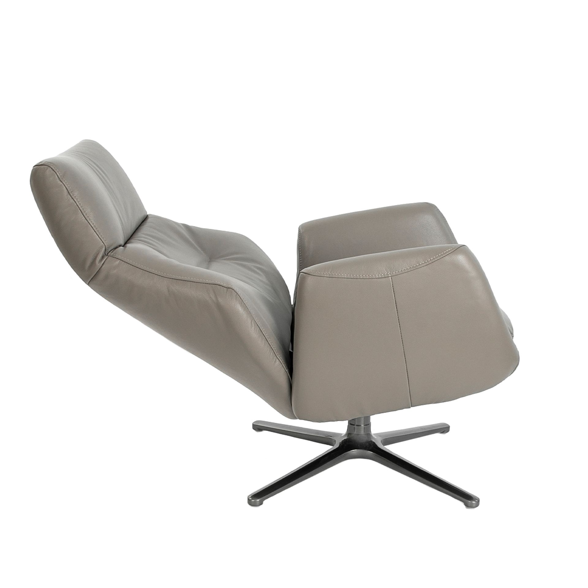 Dark grey leather swivel recliner