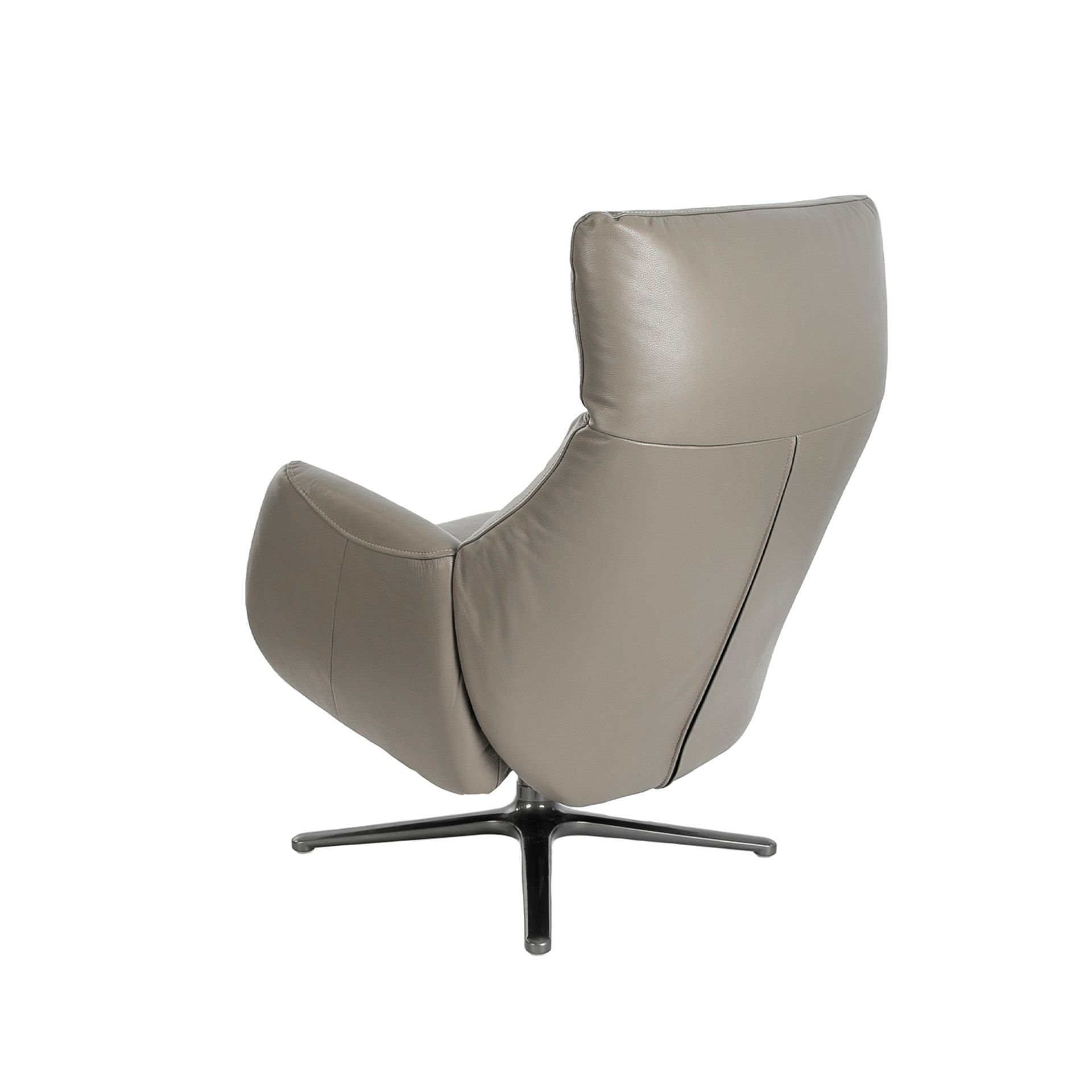 Dark grey leather swivel recliner