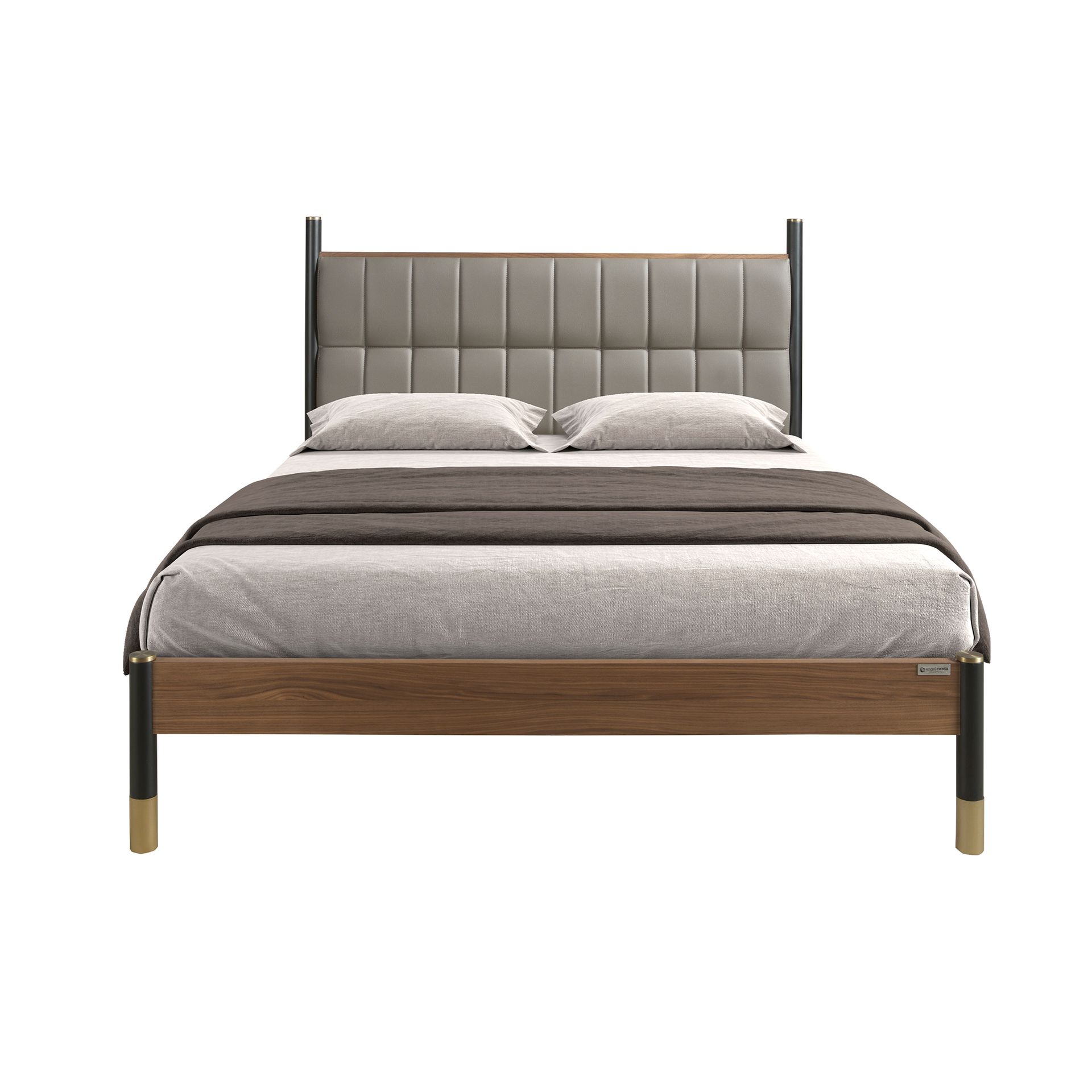 Dark grey leatherette bed