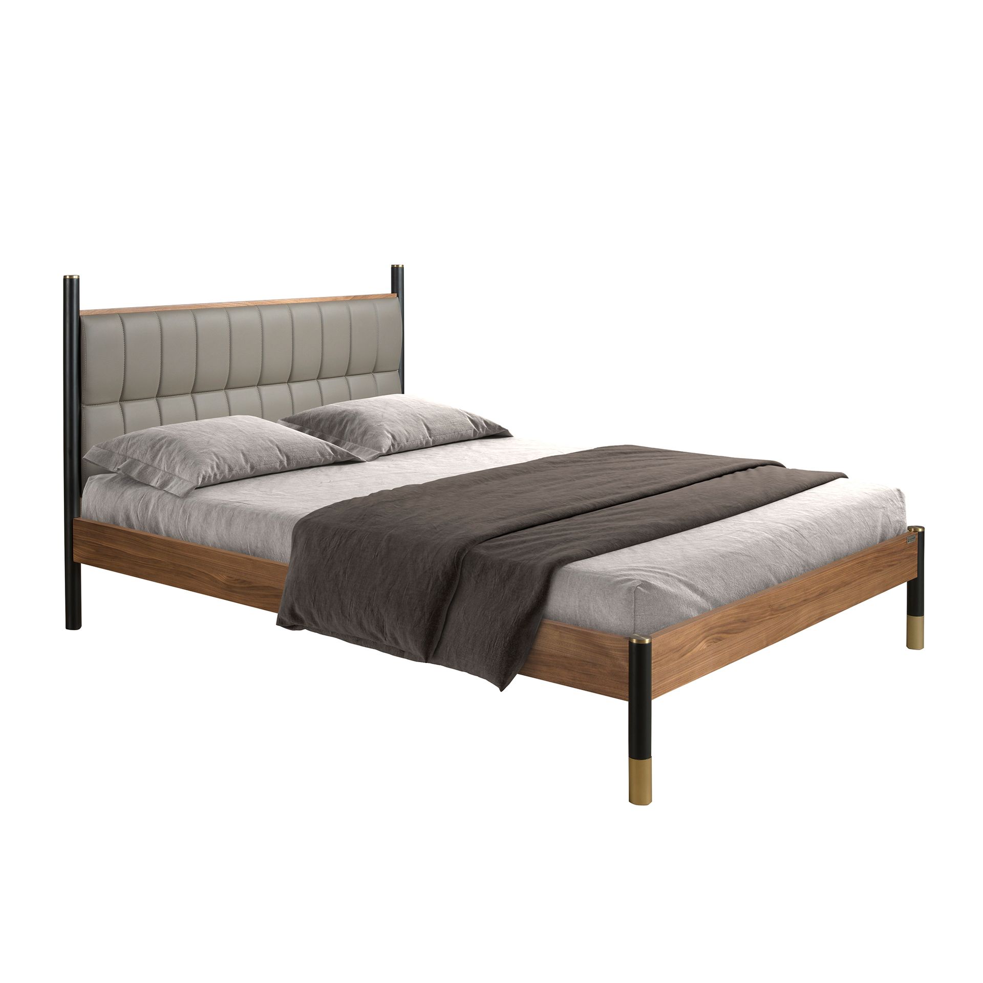 Dark grey leatherette bed