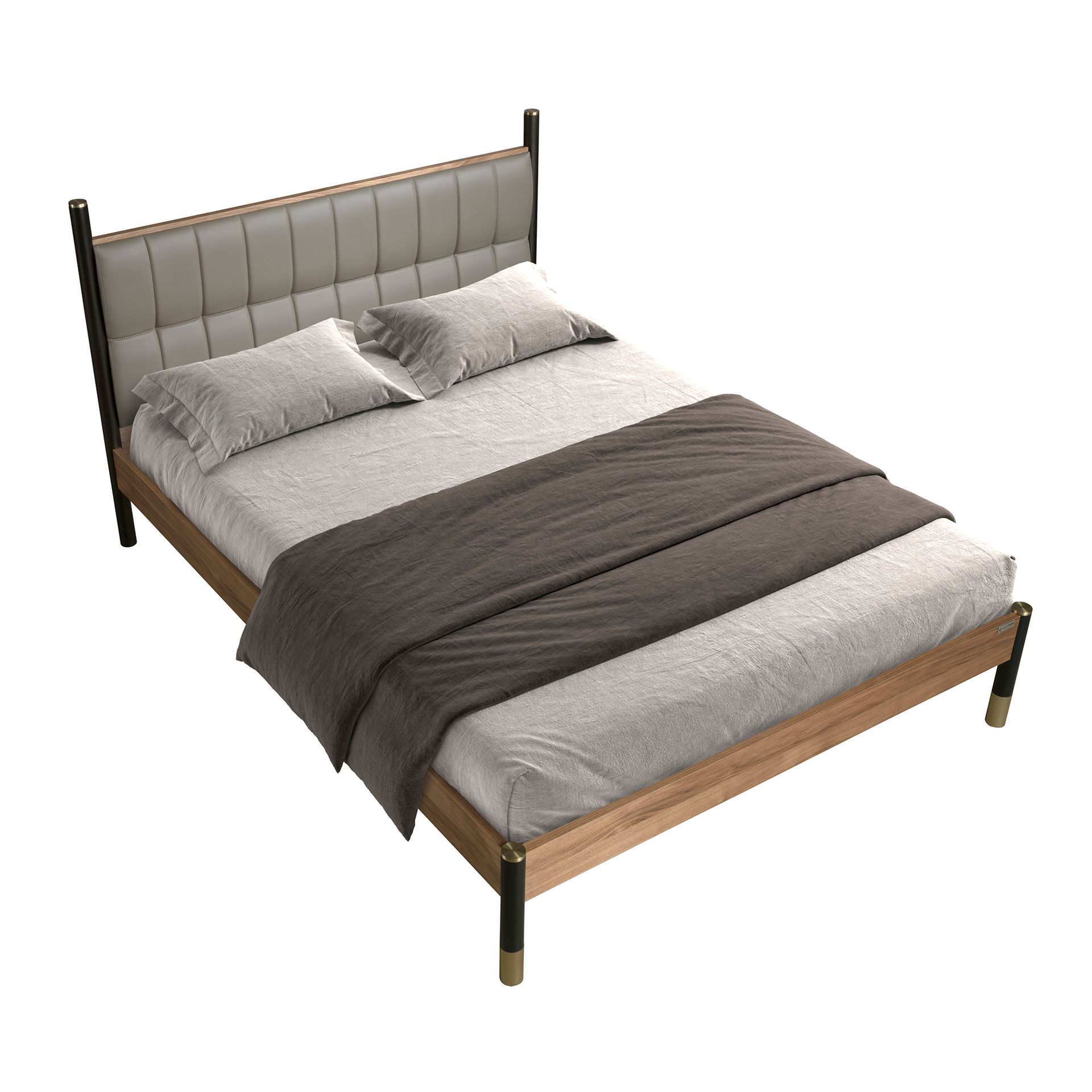 Dark grey leatherette bed