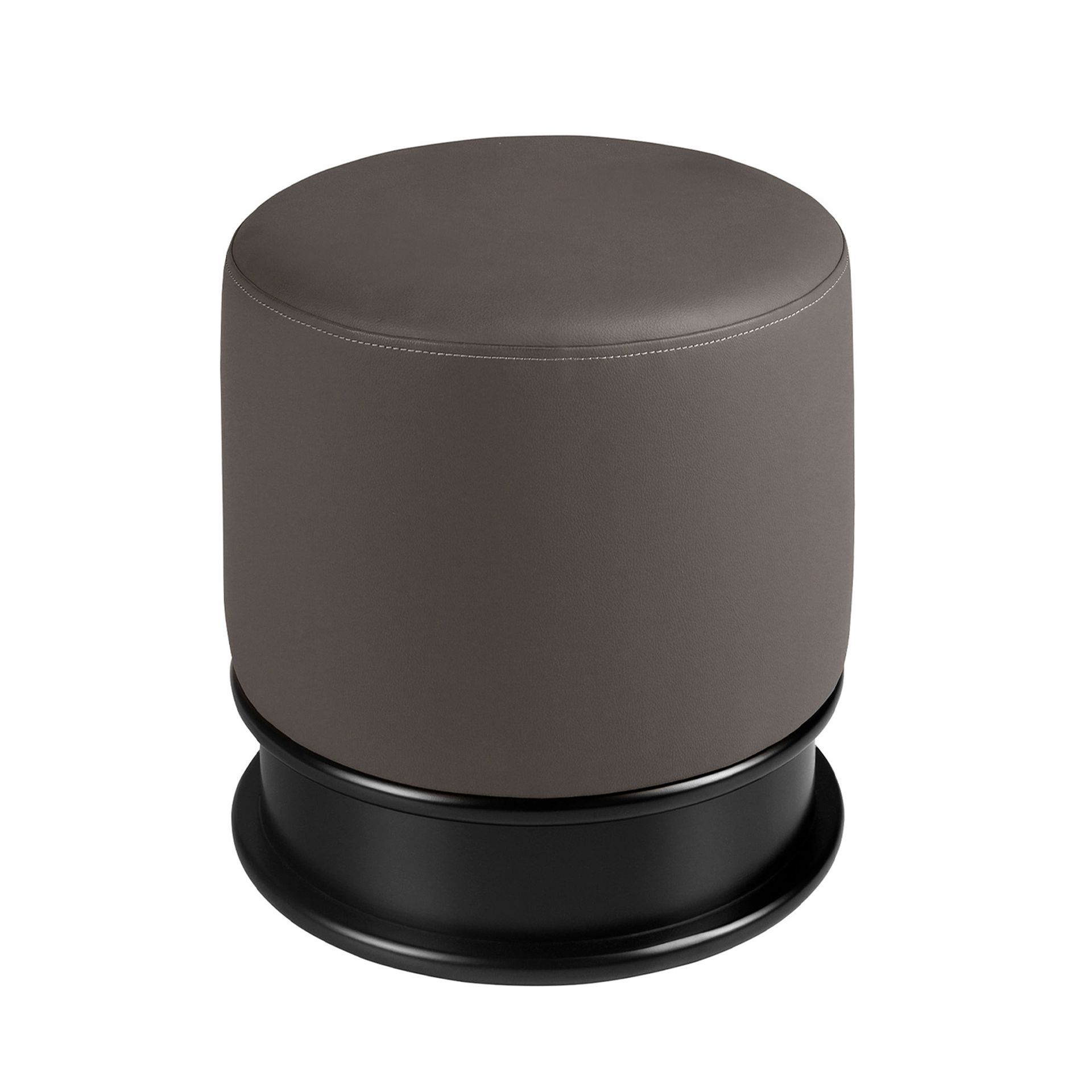 Dark grey leatherette pouffe
