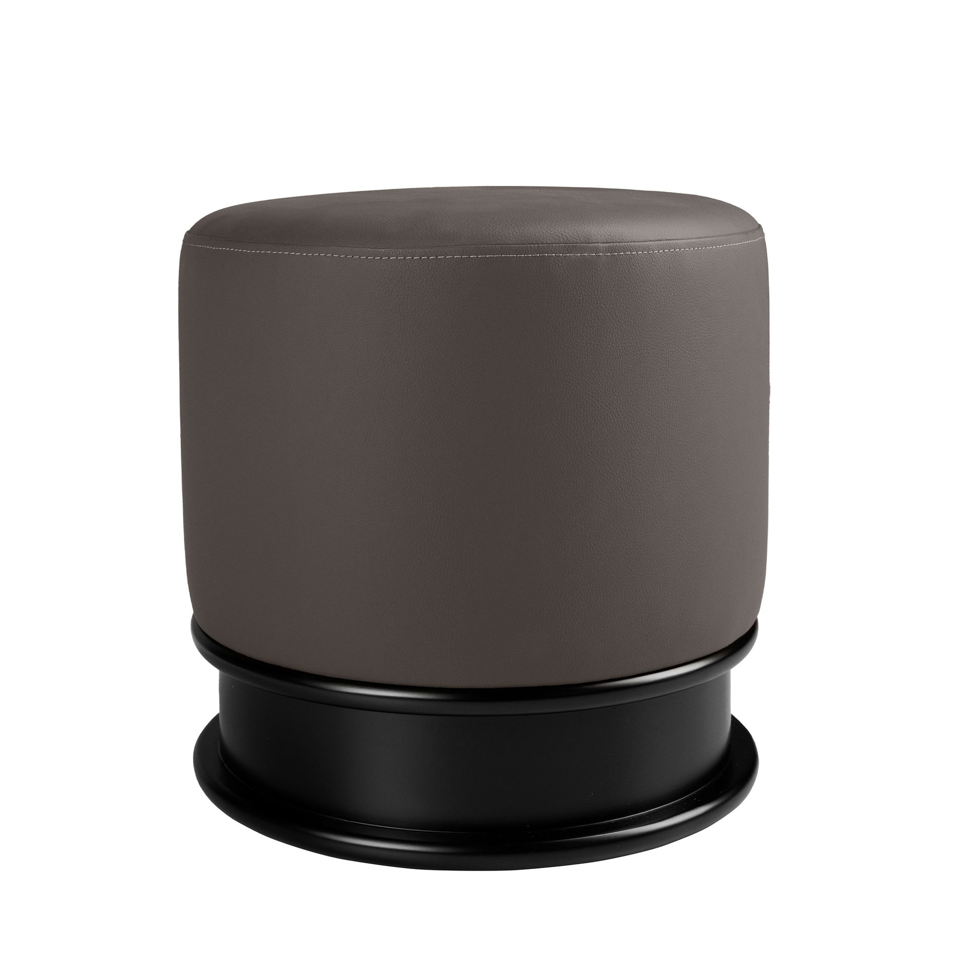 Dark grey leatherette pouffe