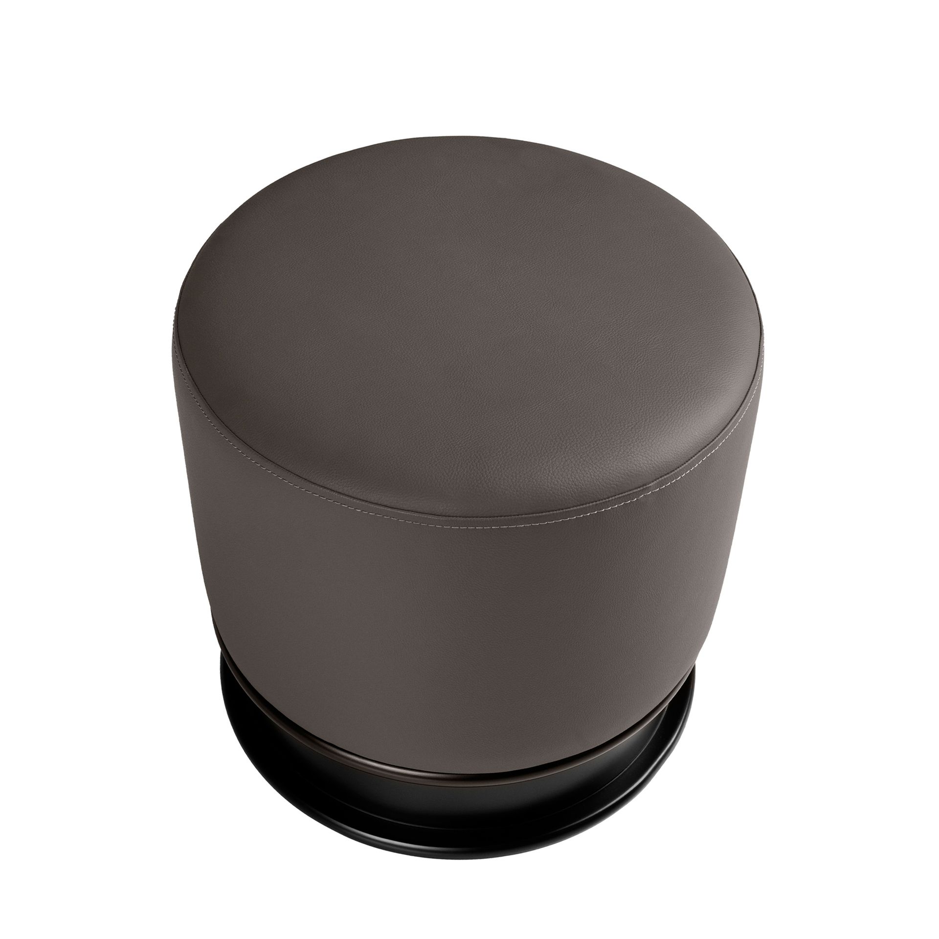 Dark grey leatherette pouffe