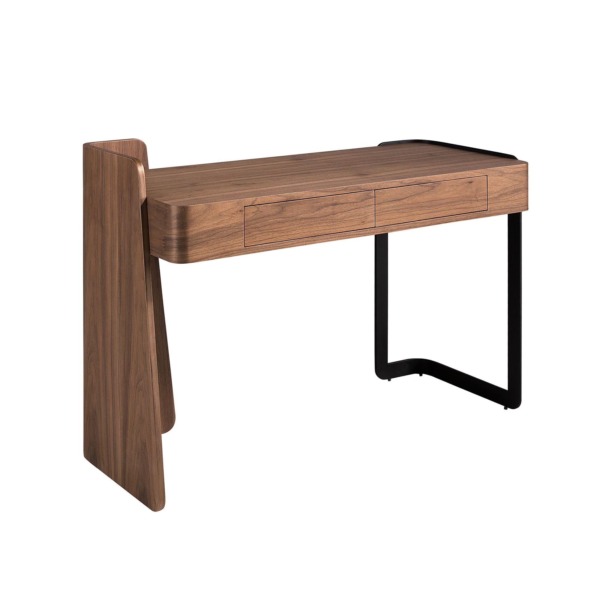 Desk in walnut and black epoxy steel