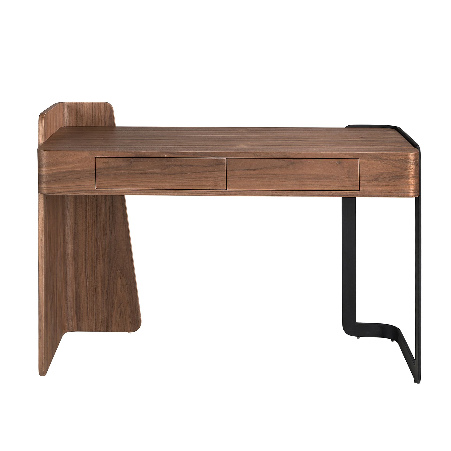 Desk in walnut and black epoxy steel