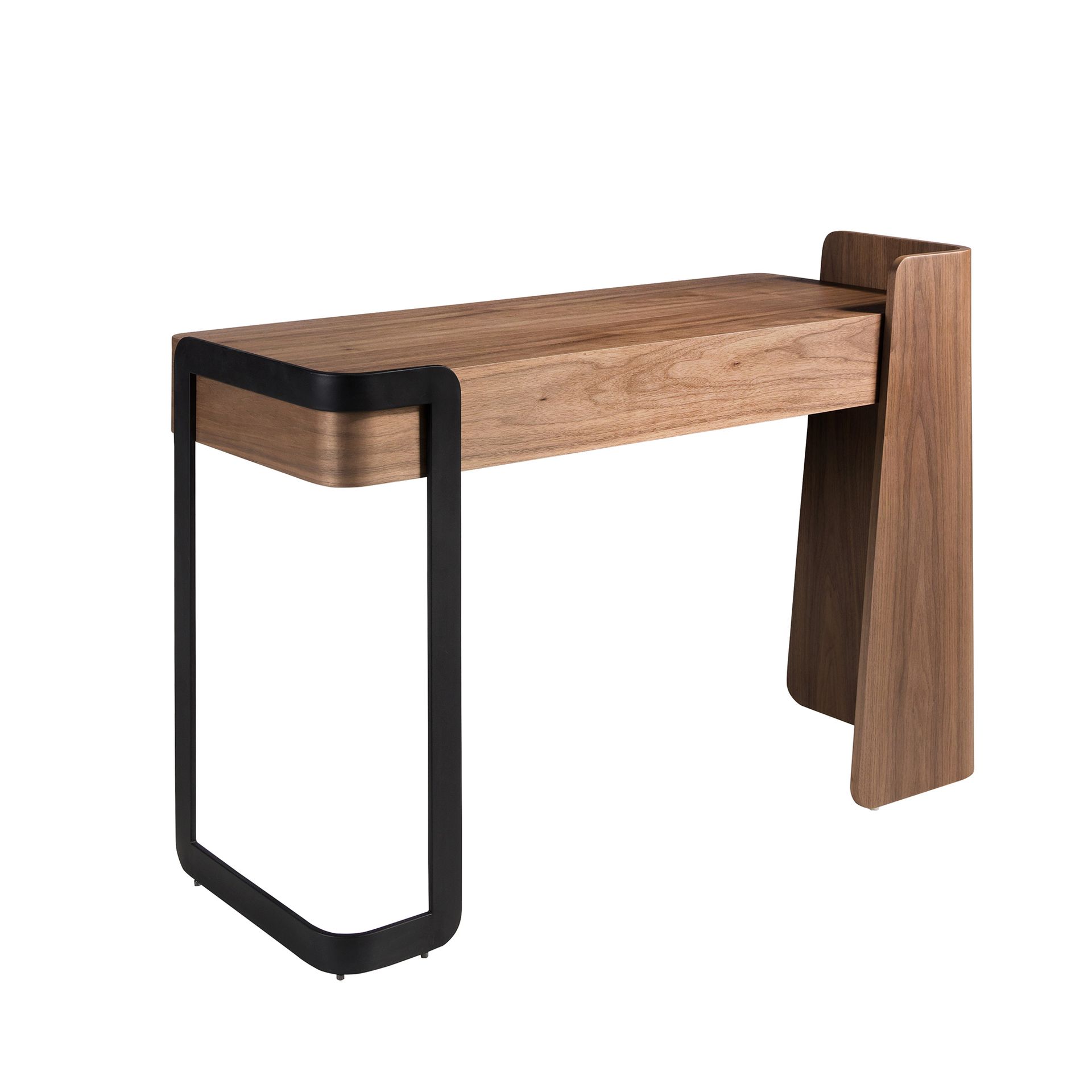 Desk in walnut and black epoxy steel