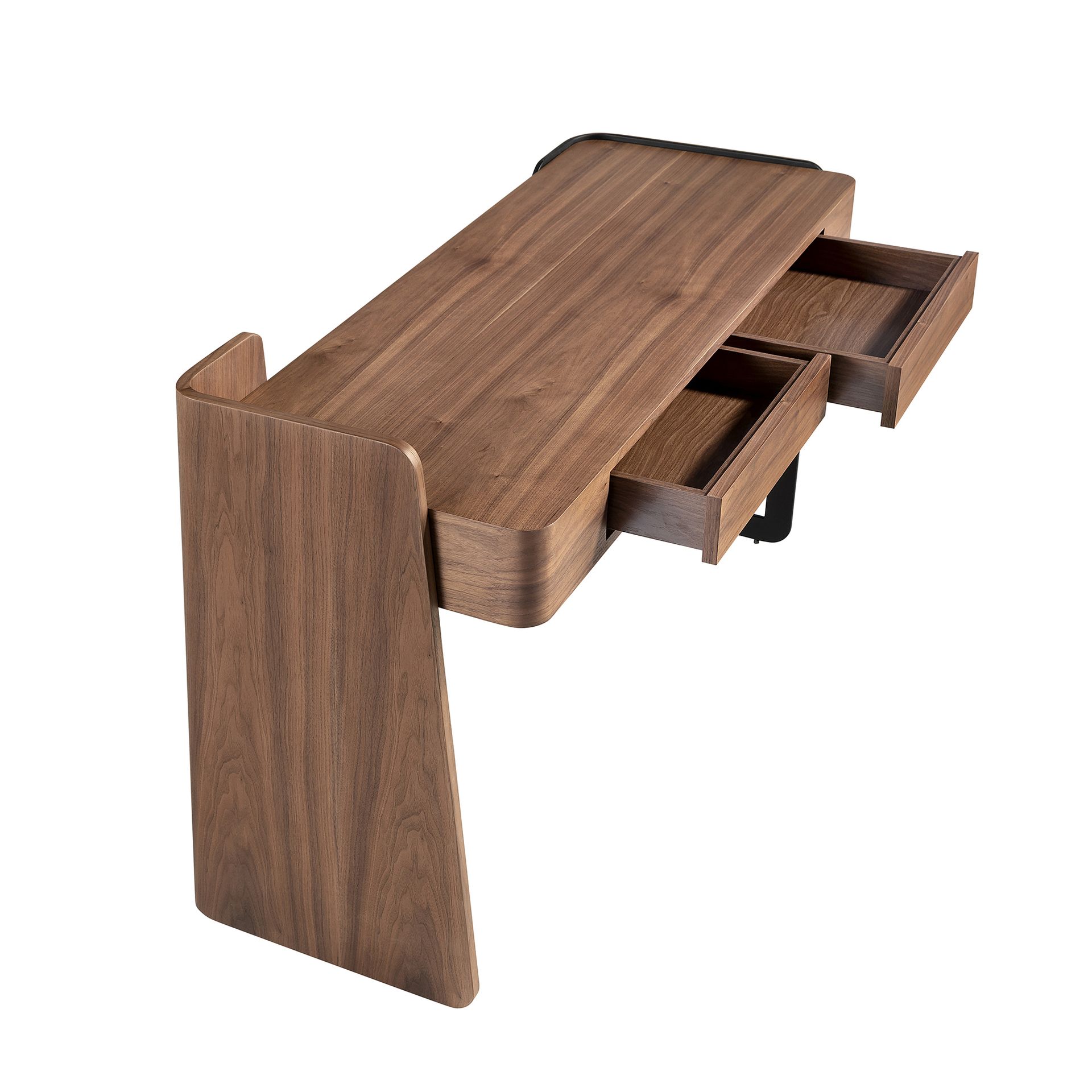 Desk in walnut and black epoxy steel