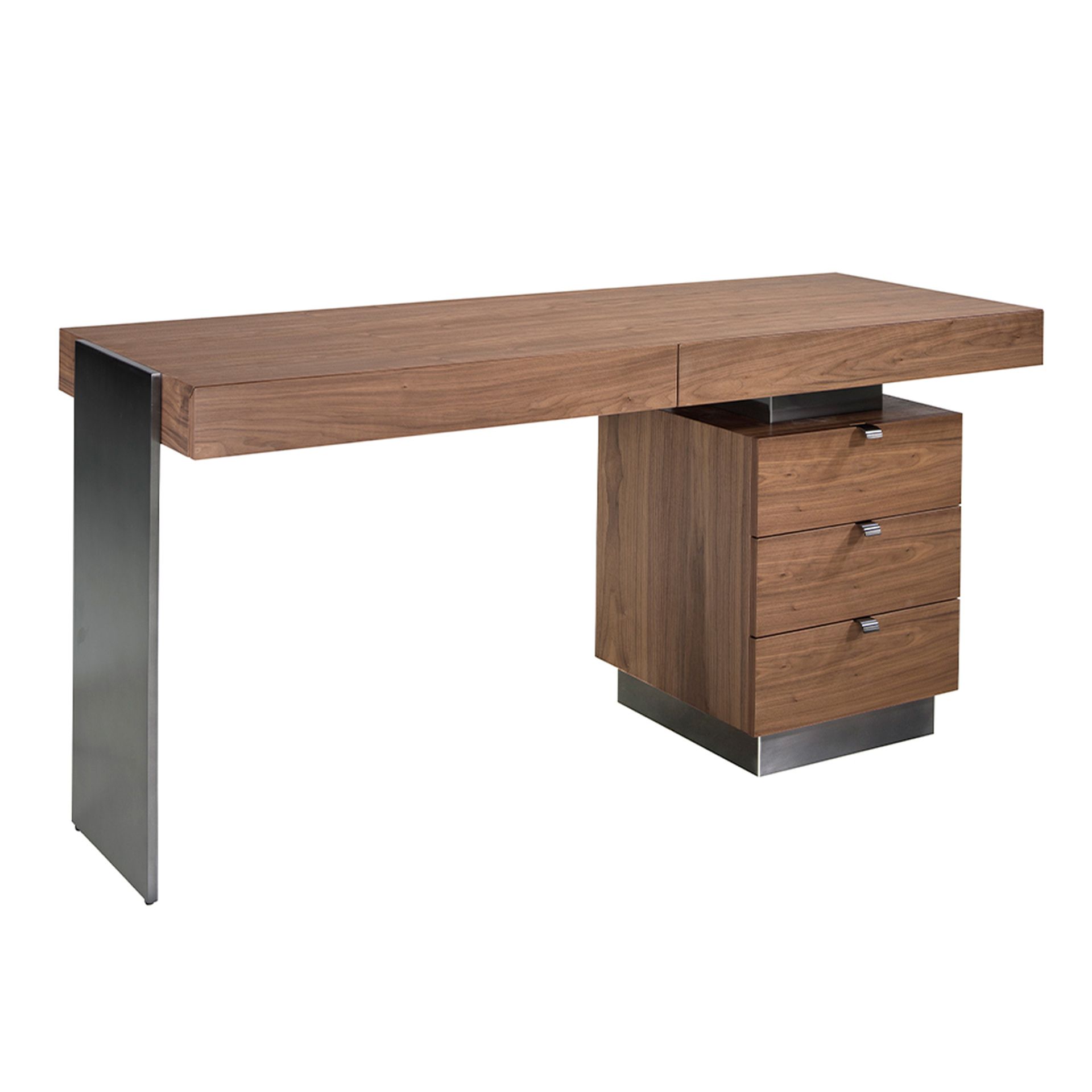 Desk walnut and darkened polished steel