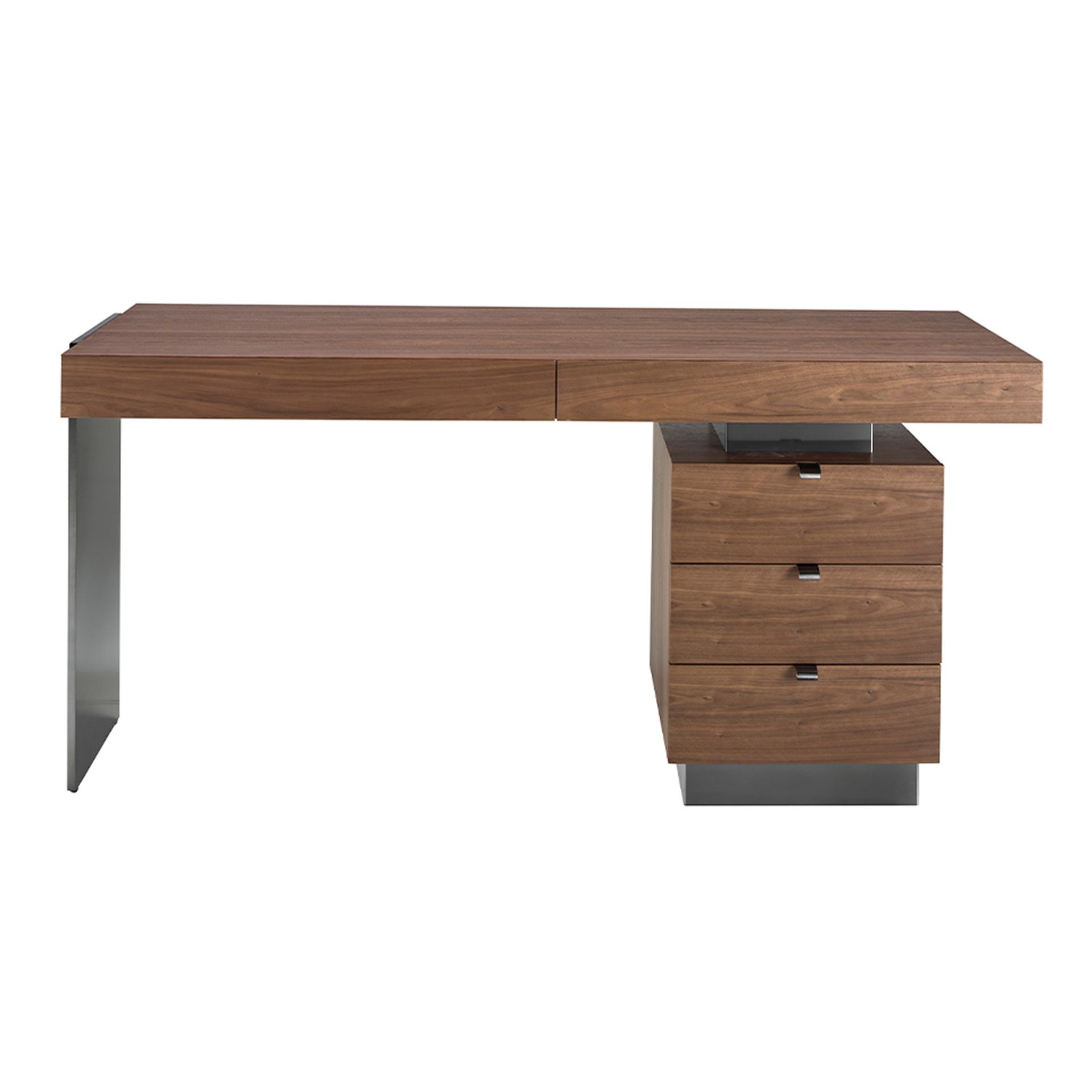 Desk walnut and darkened polished steel