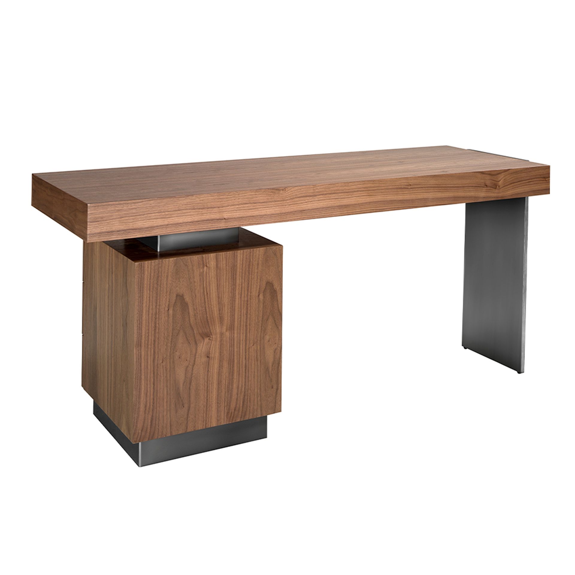 Desk walnut and darkened polished steel