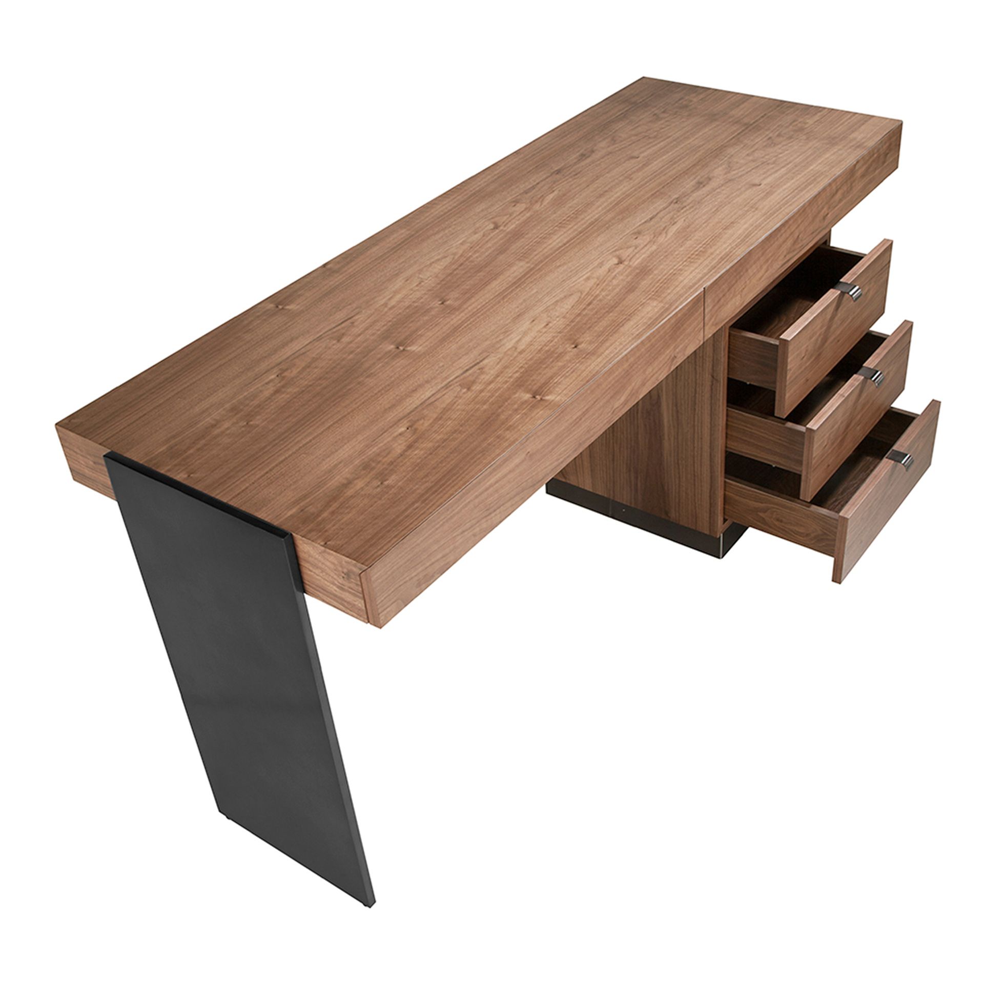 Desk walnut and darkened polished steel