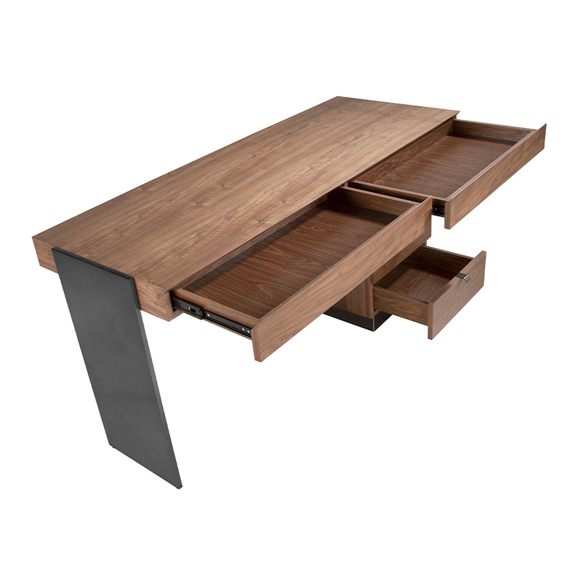Desk walnut and darkened polished steel