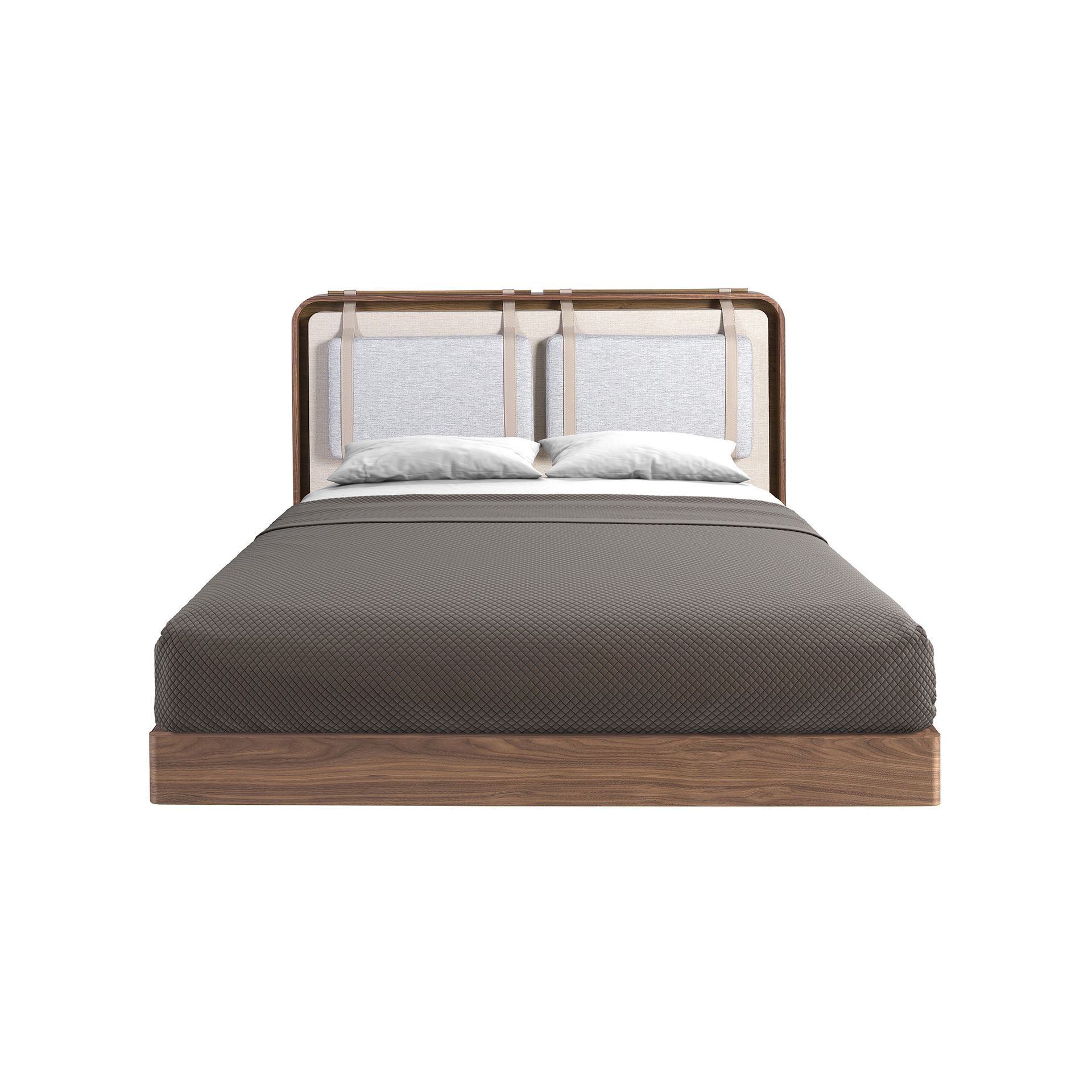 Fabric bed in beige and grey