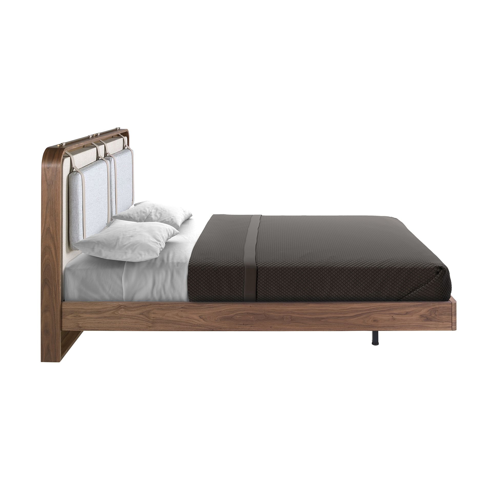 Fabric bed in beige and grey