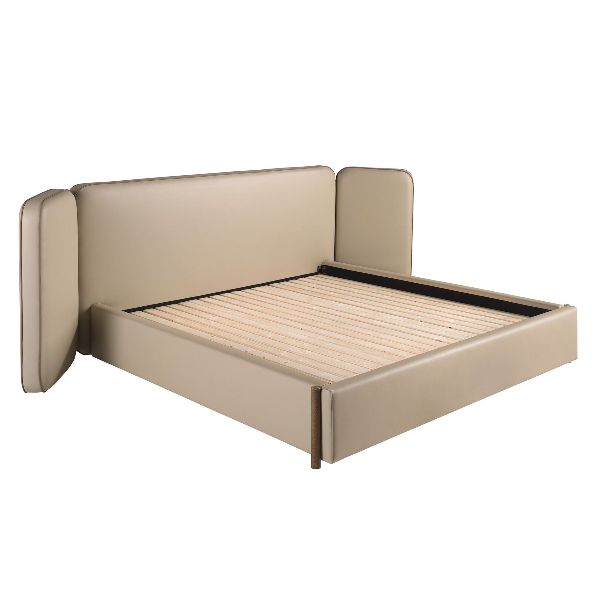 Faux leatherette bed in mink color