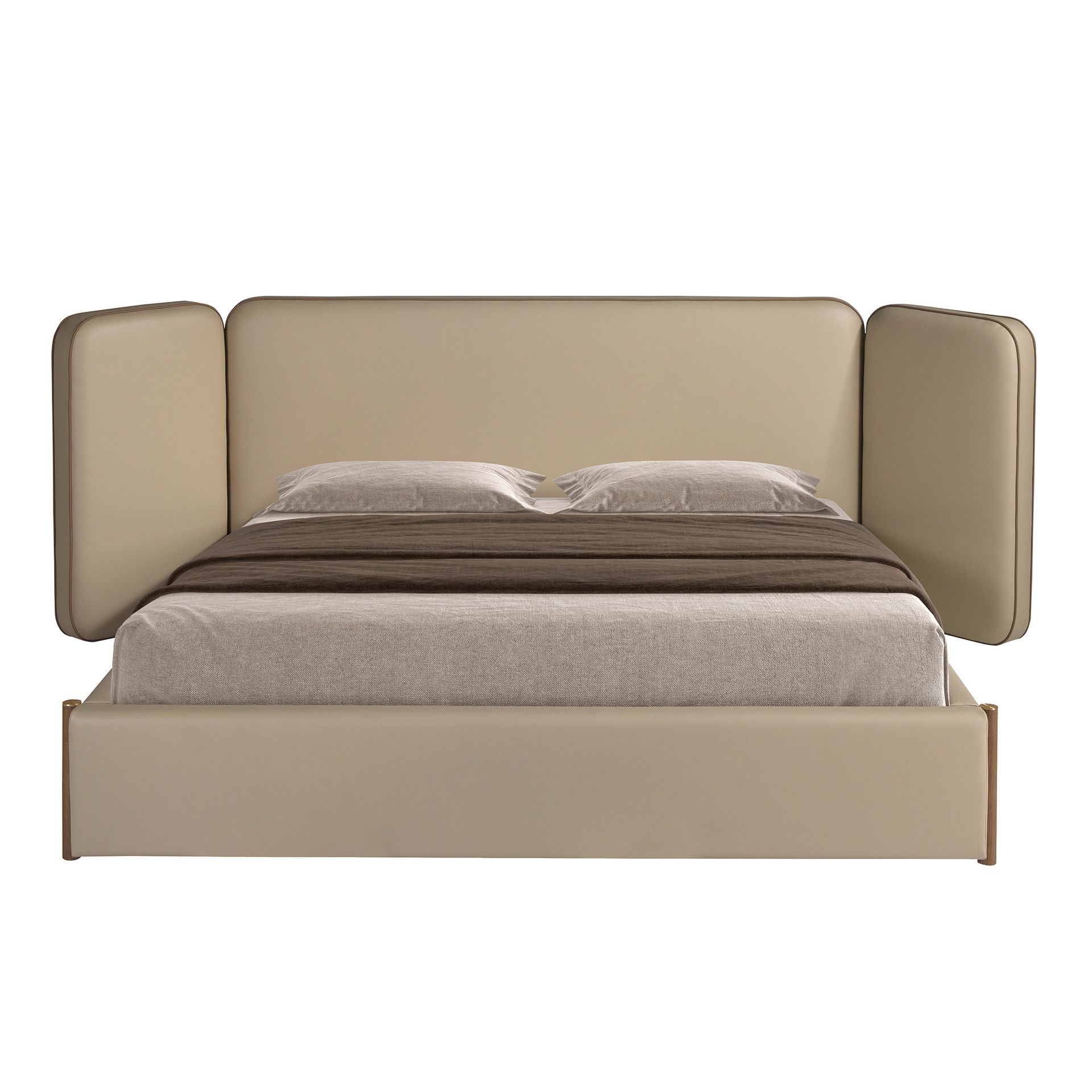 Faux leatherette bed in mink color