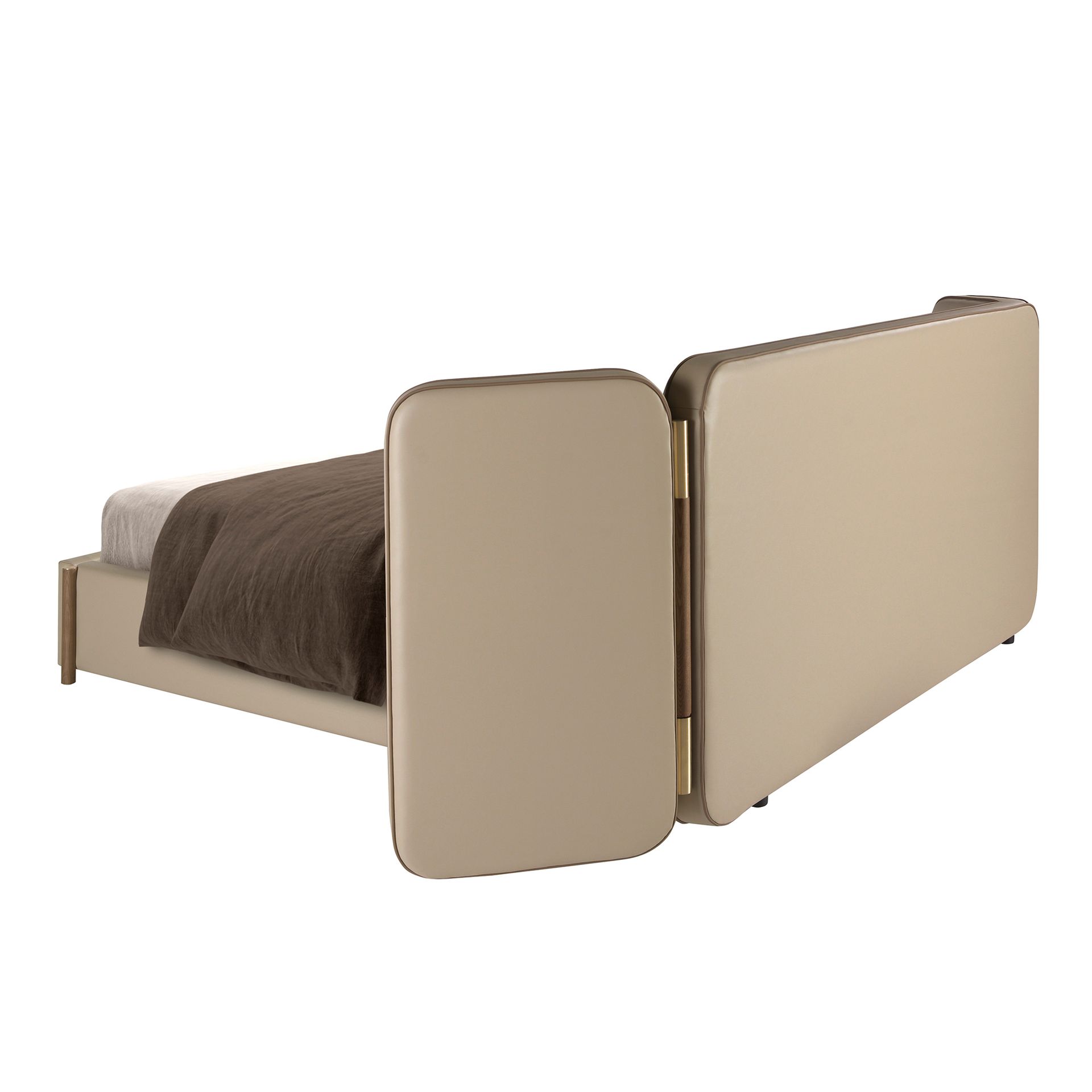 Faux leatherette bed in mink color