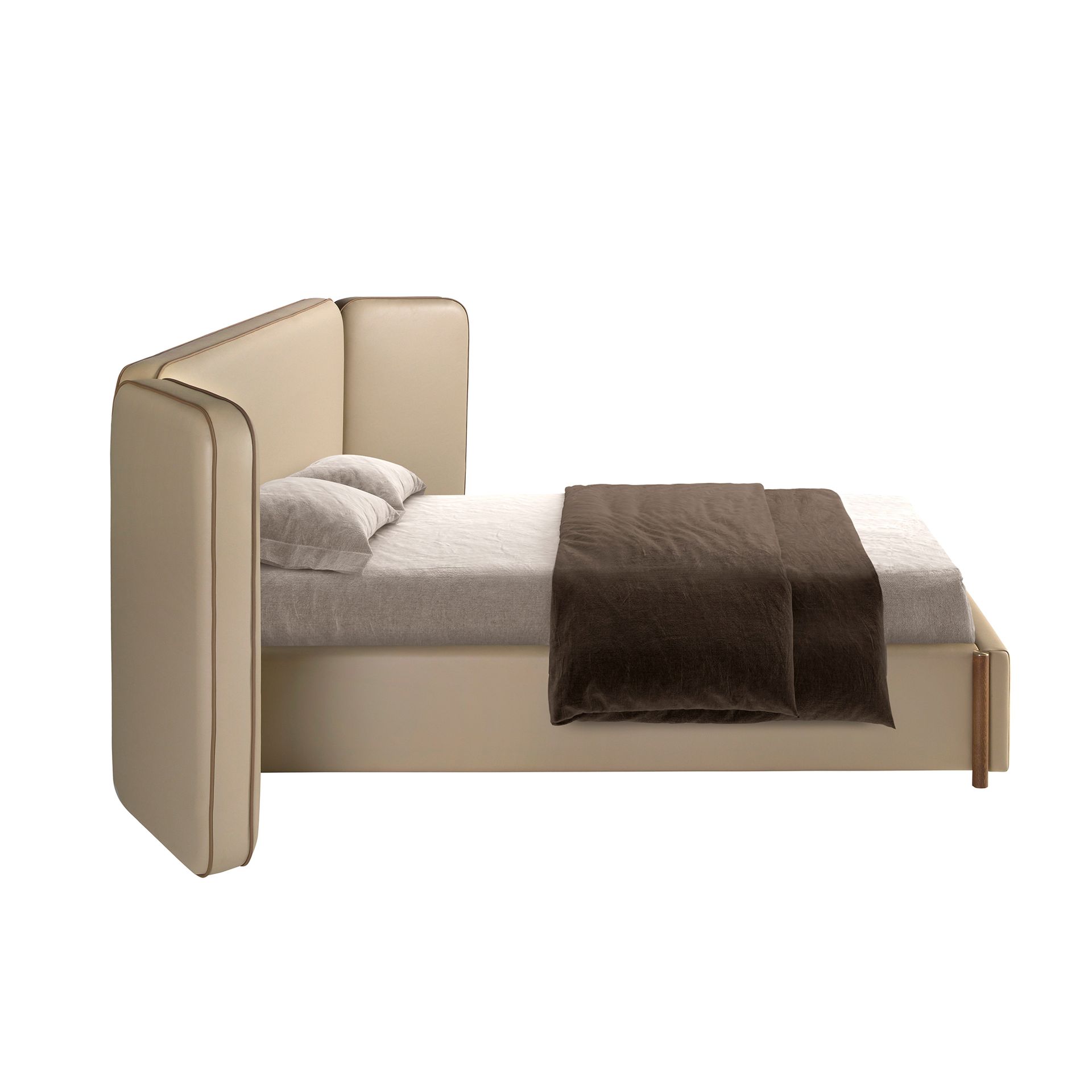 Faux leatherette bed in mink color
