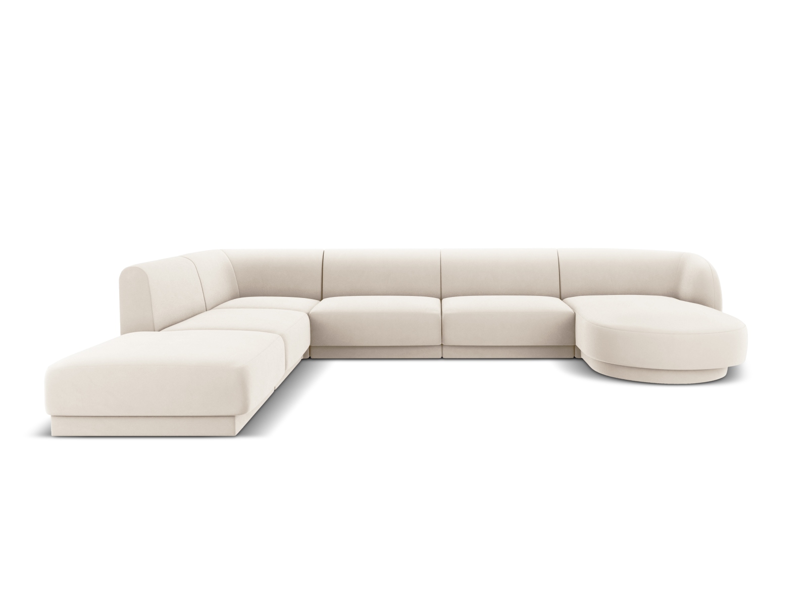 Velvet Panoramic Left Corner Sofa, "Miley", 6 Seats, 330x255x70