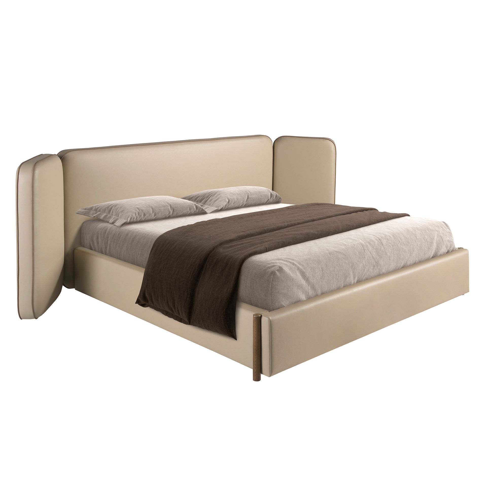 Faux leatherette bed in mink color