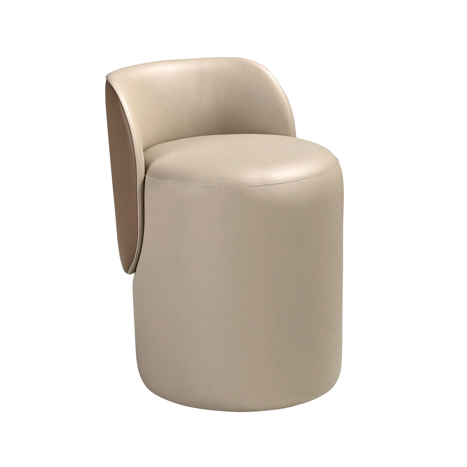 Faux leatherette puff in mink and brown