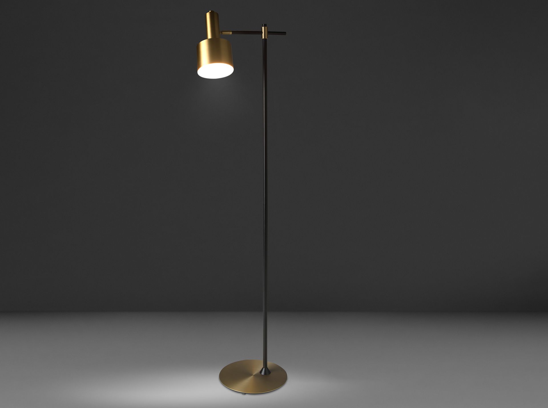 Floor lamp gold aluminium and black steel