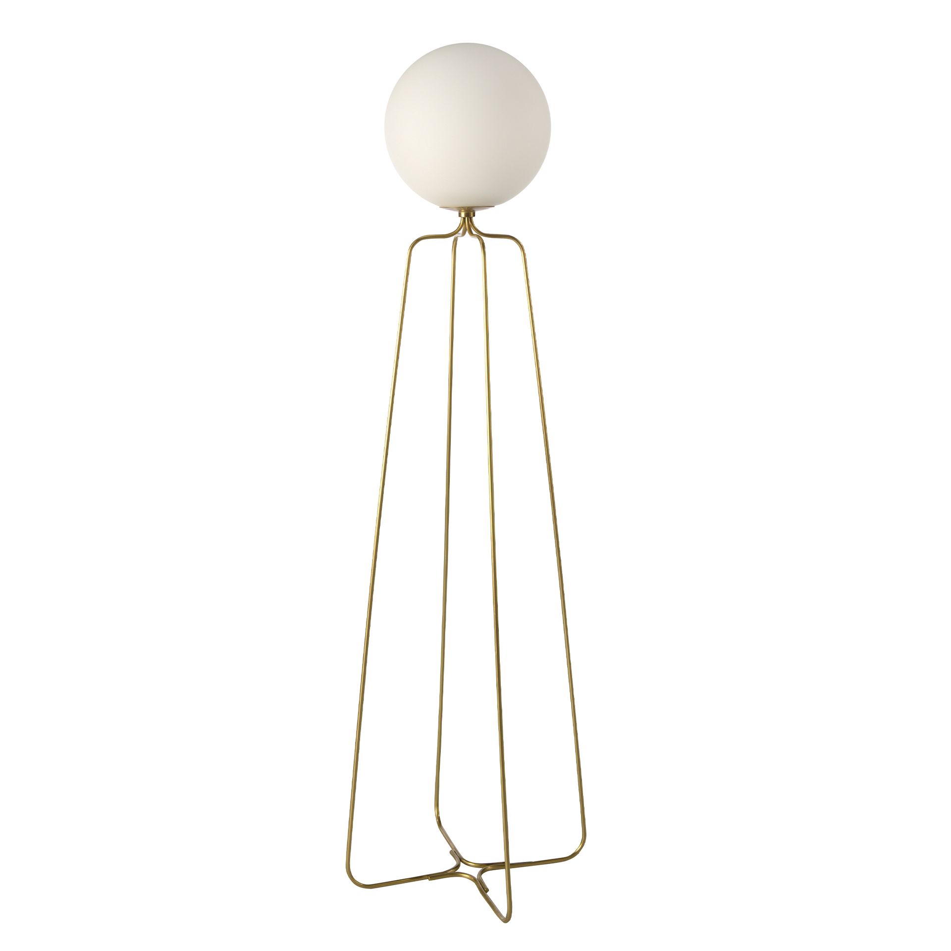 Floor lamp golden steel and white glass