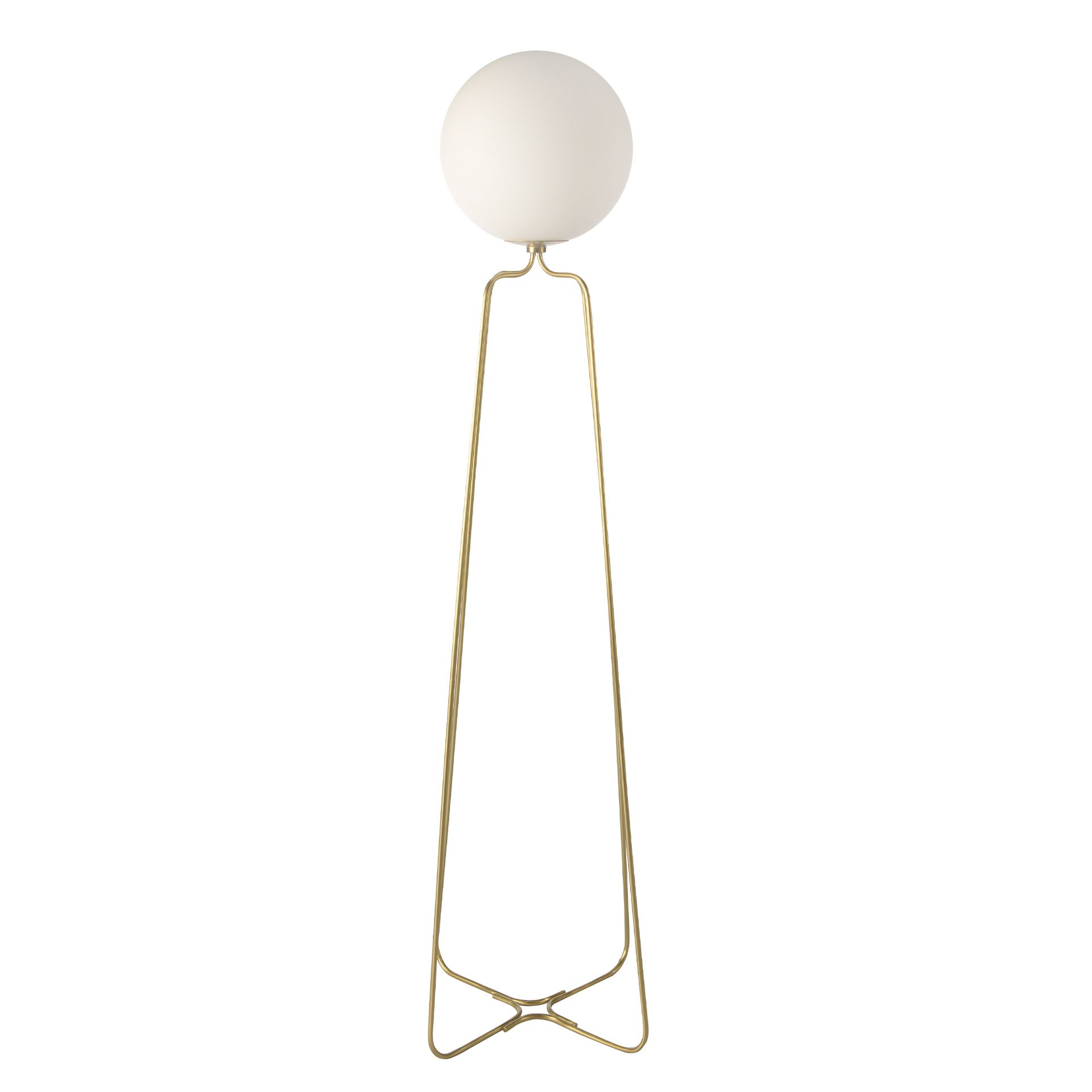 Floor lamp golden steel and white glass