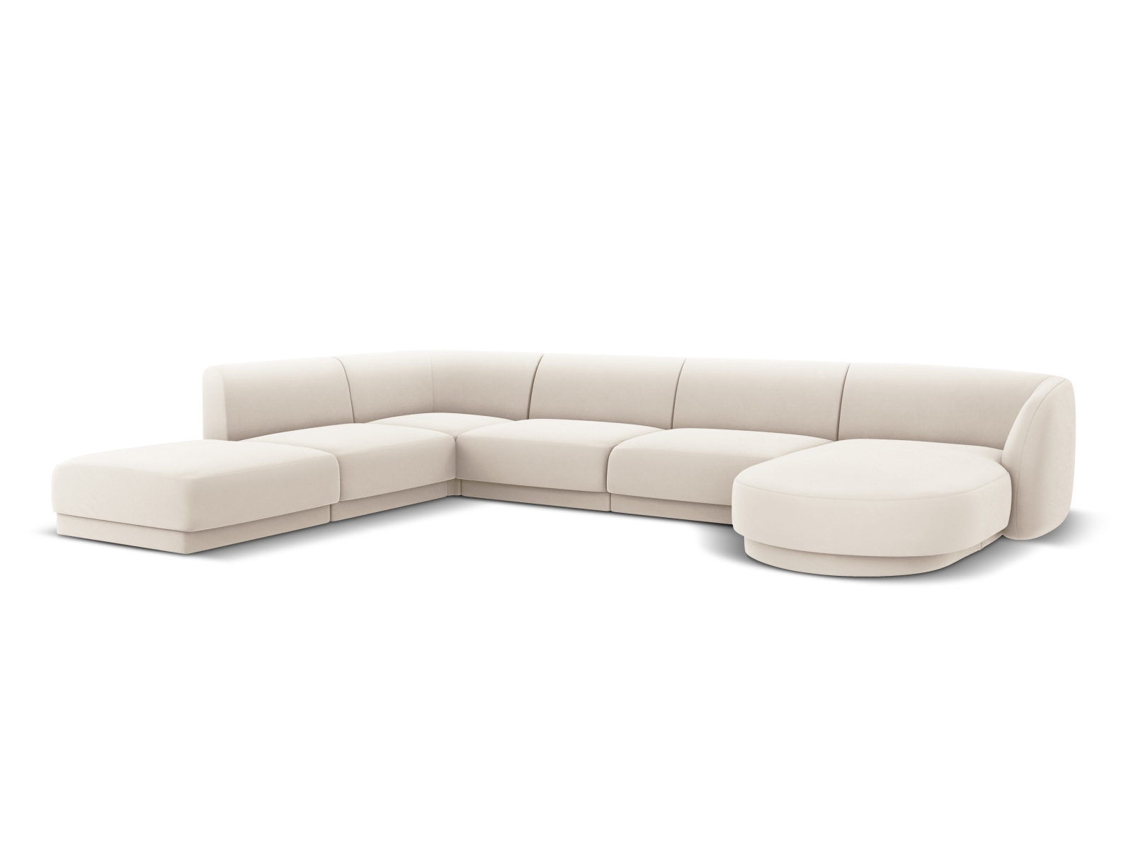 Velvet Panoramic Left Corner Sofa, "Miley", 6 Seats, 330x255x70