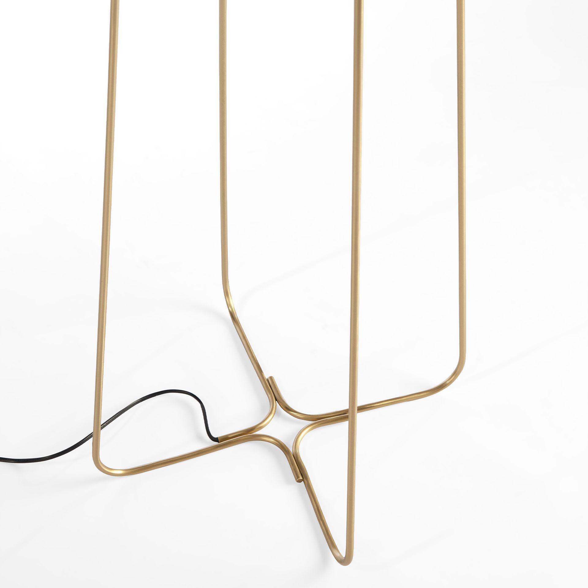 Floor lamp golden steel and white glass