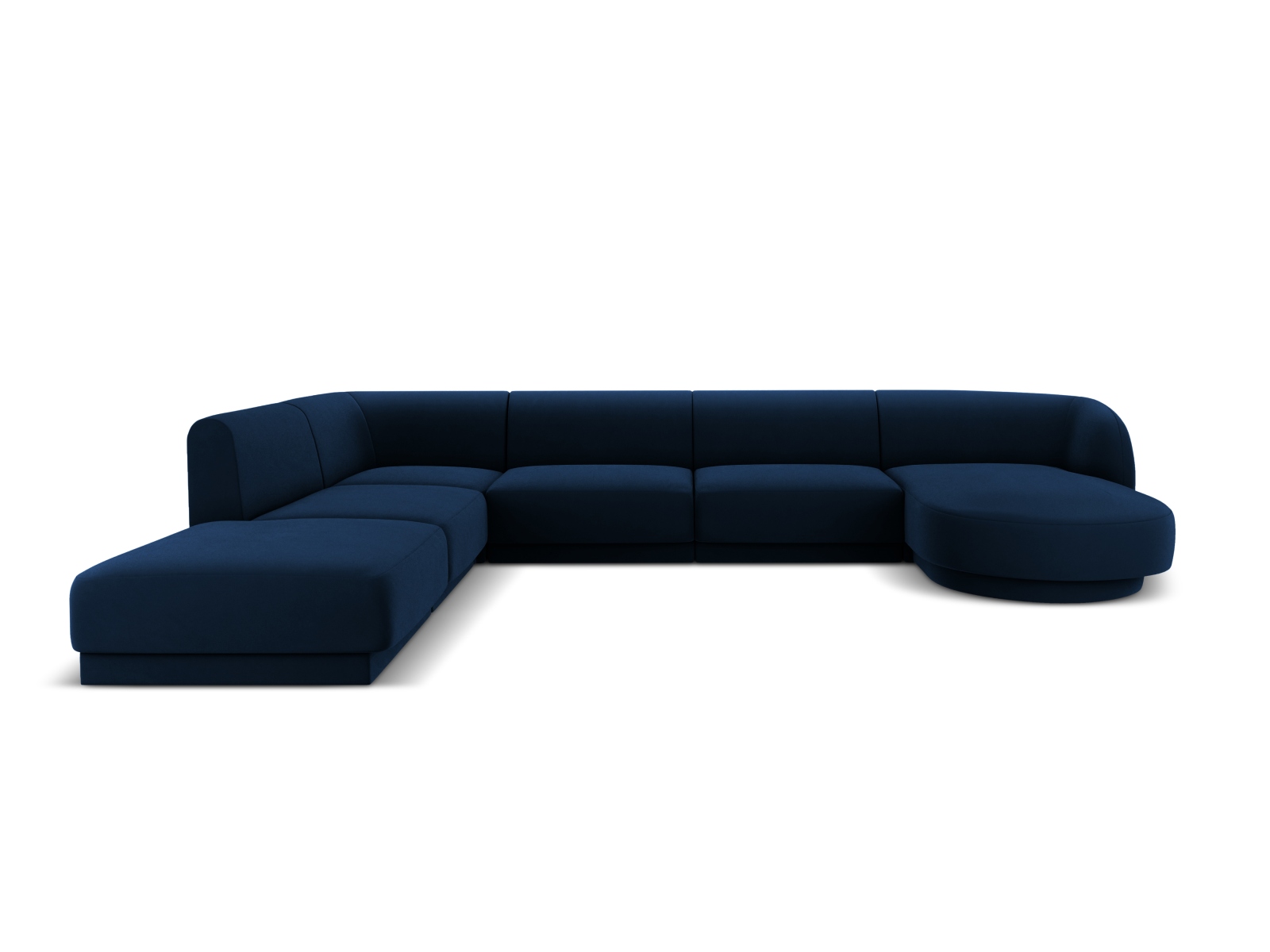 Velvet Panoramic Left Corner Sofa, "Miley", 6 Seats, 330x255x70
