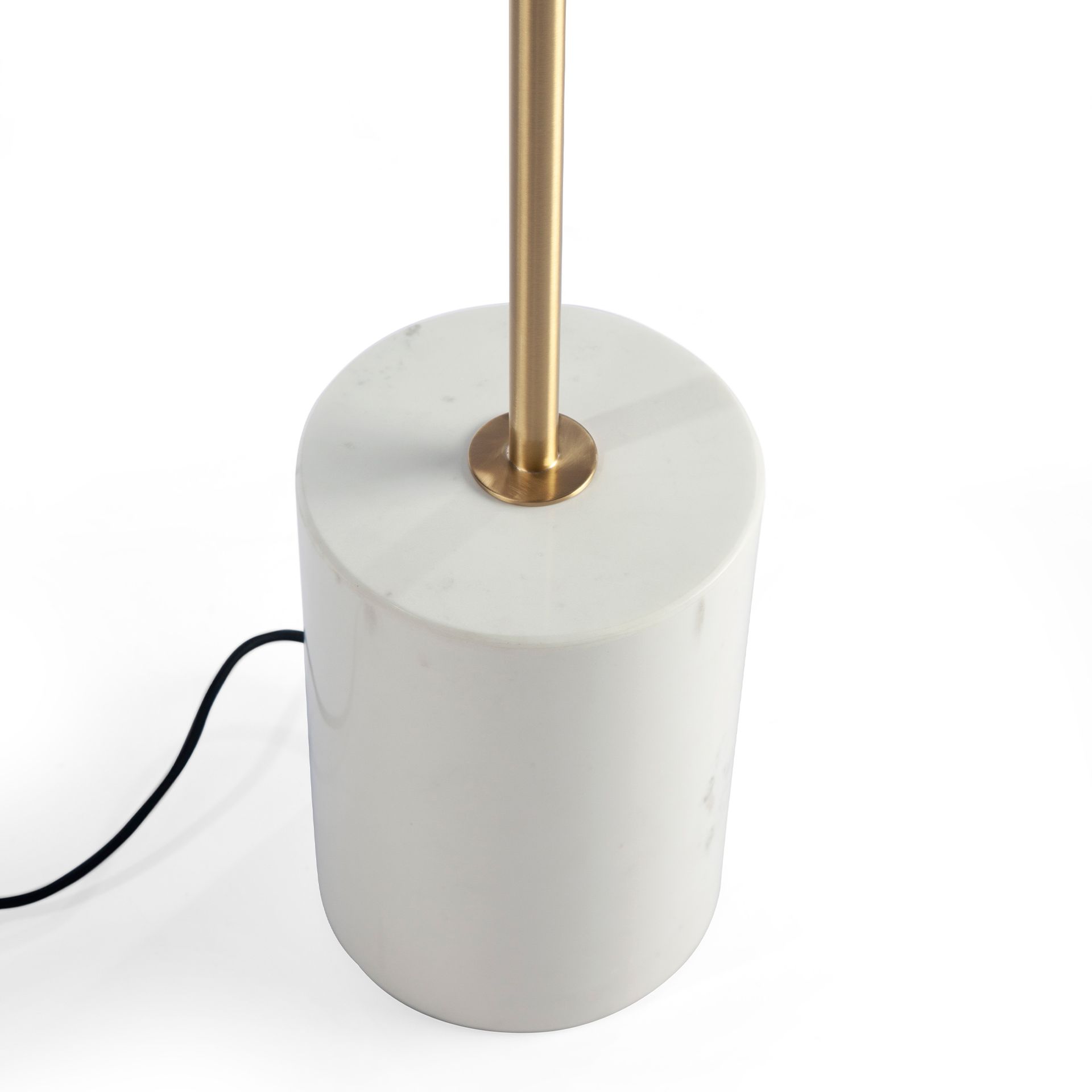 Floor lamp in white marble, golden steel and white glass