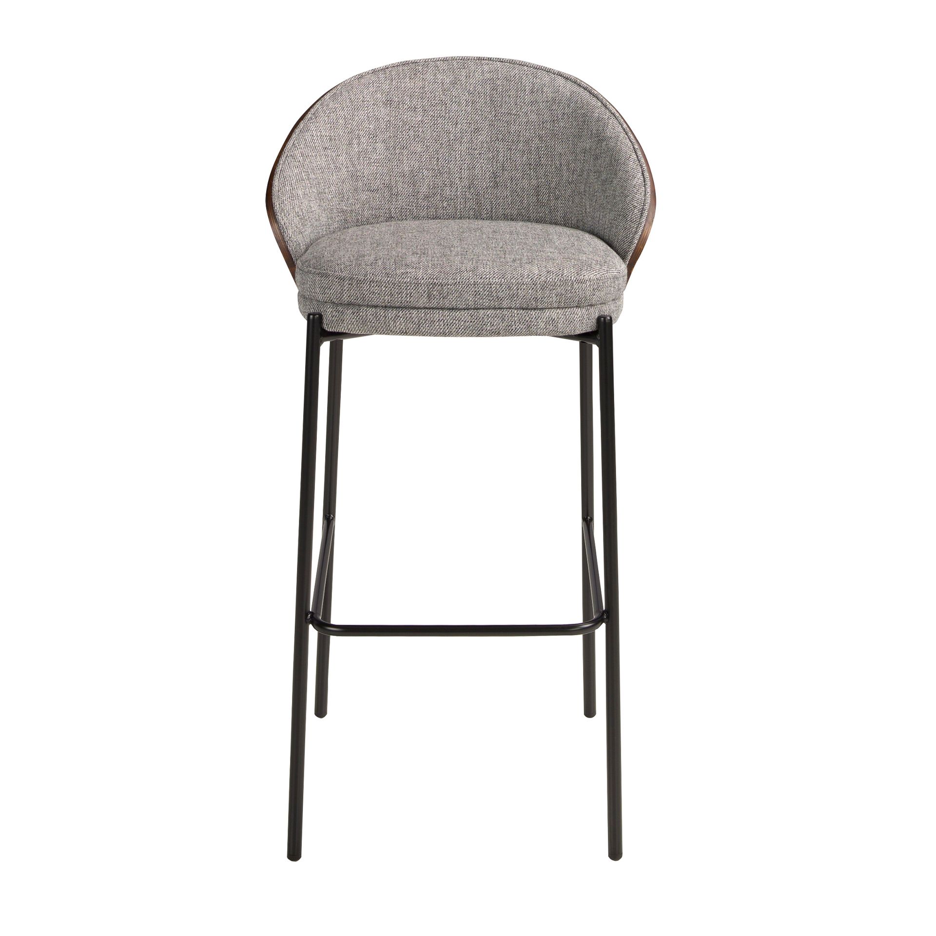 Grey and walnut fabric stool