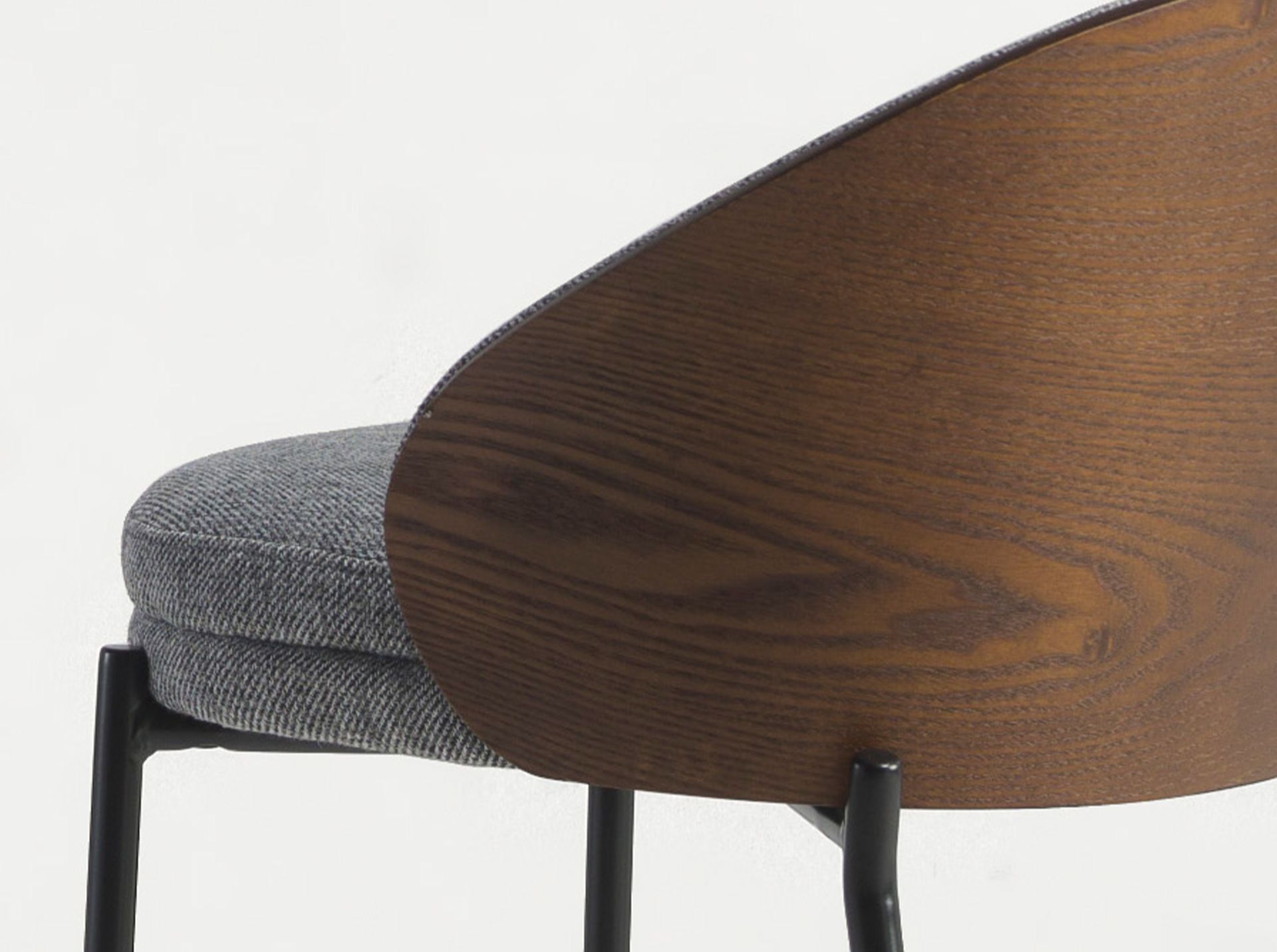 Grey and walnut fabric stool